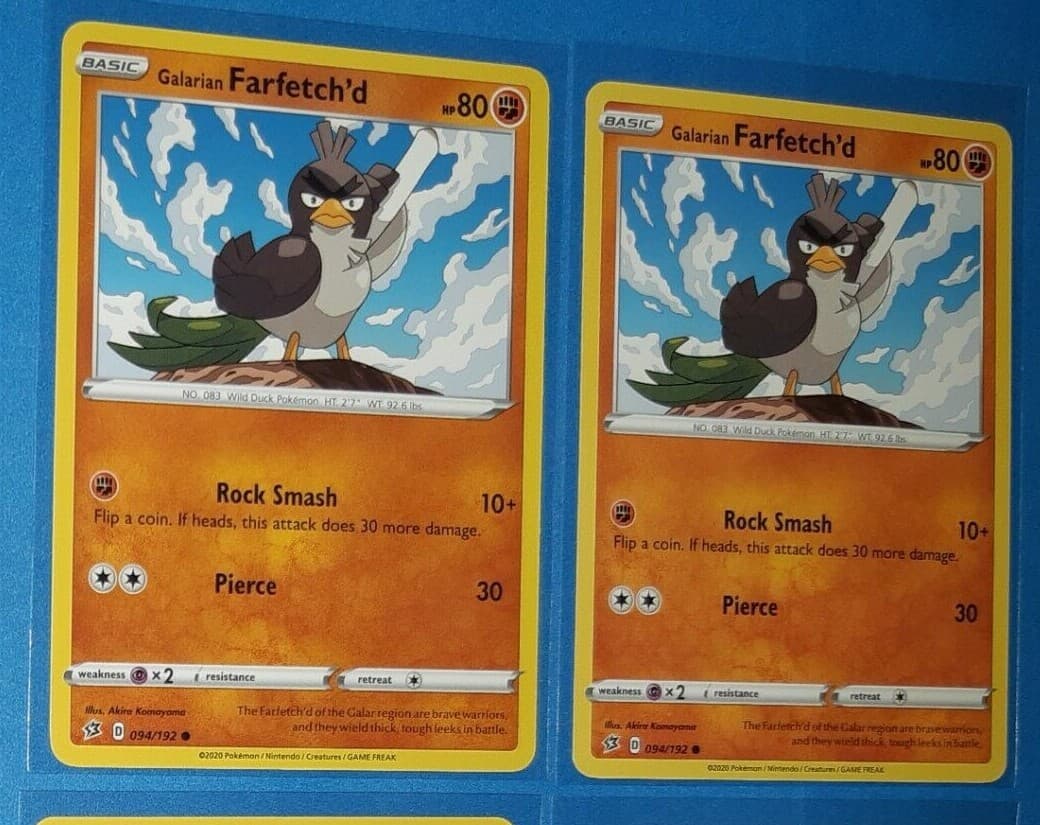 Listing photo for 2x Galarian Farfetch'd 094/192 94/192 Pokemon card Rebel Clash common NM