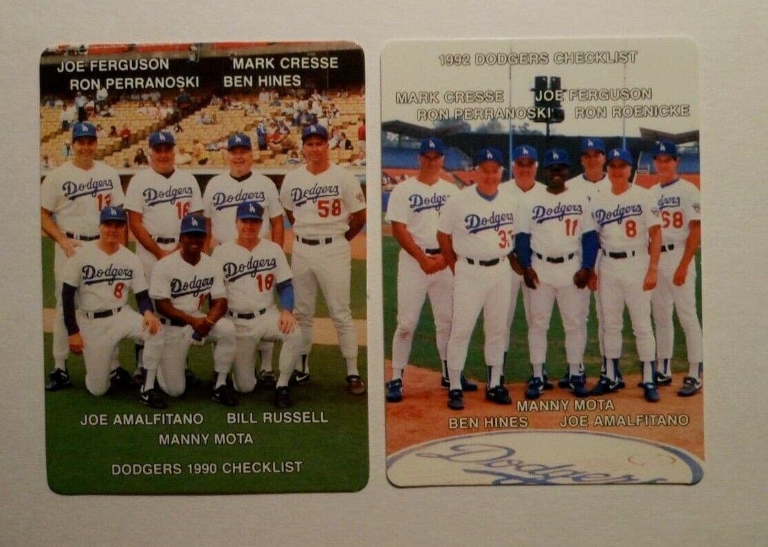 Listing photo for (2) MOTHER'S COOKIES DODGERS BASEBALL CARDS DODGERS COACHES 1990 #28 & 1992 #28