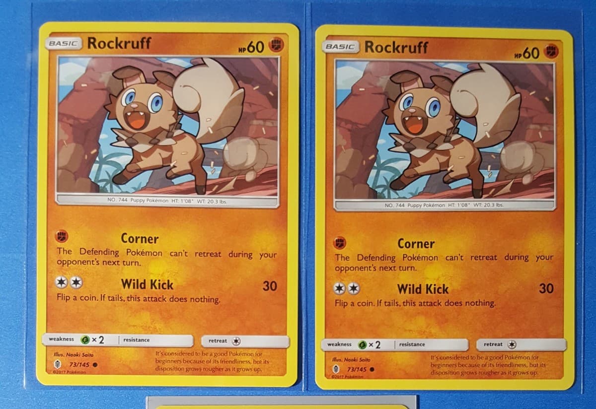 Listing photo for 2x Rockruff 73/145 Pokemon card Guardians Rising common NM