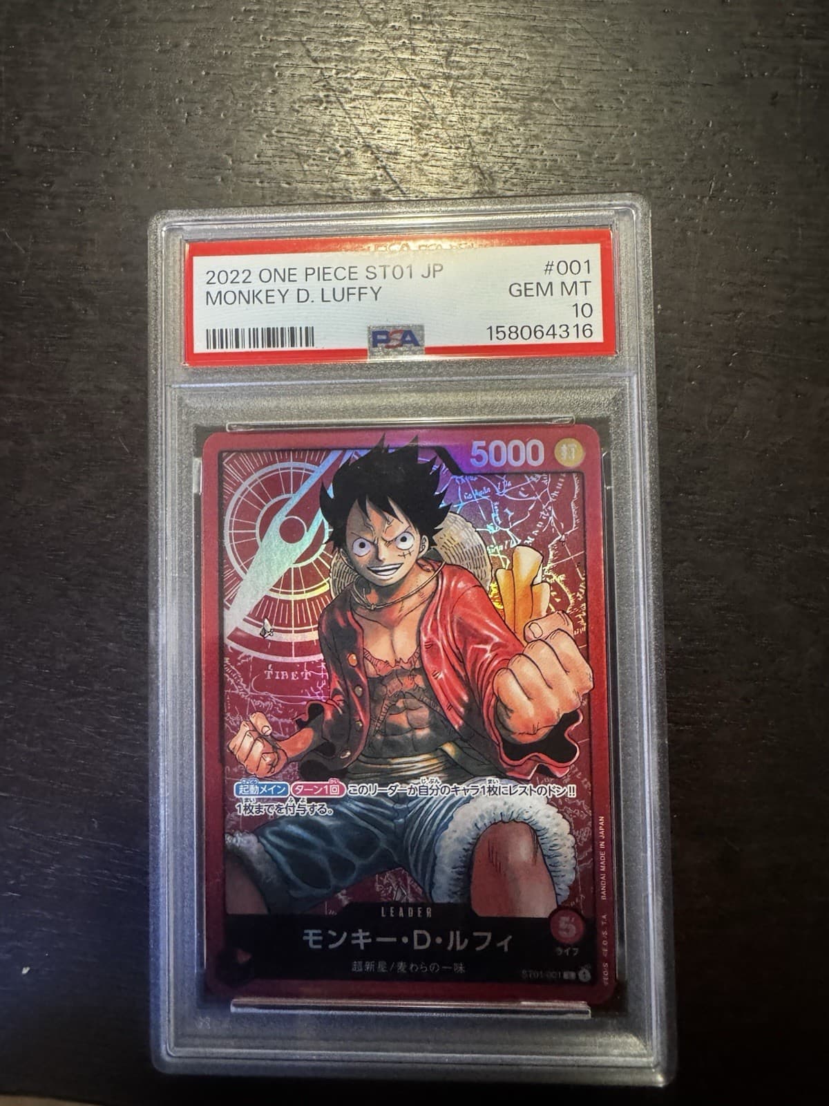 Listing photo for One Piece CCG PSA 10 2022 Japanese ST01 Monkey D. Luffy Leader ST01-001