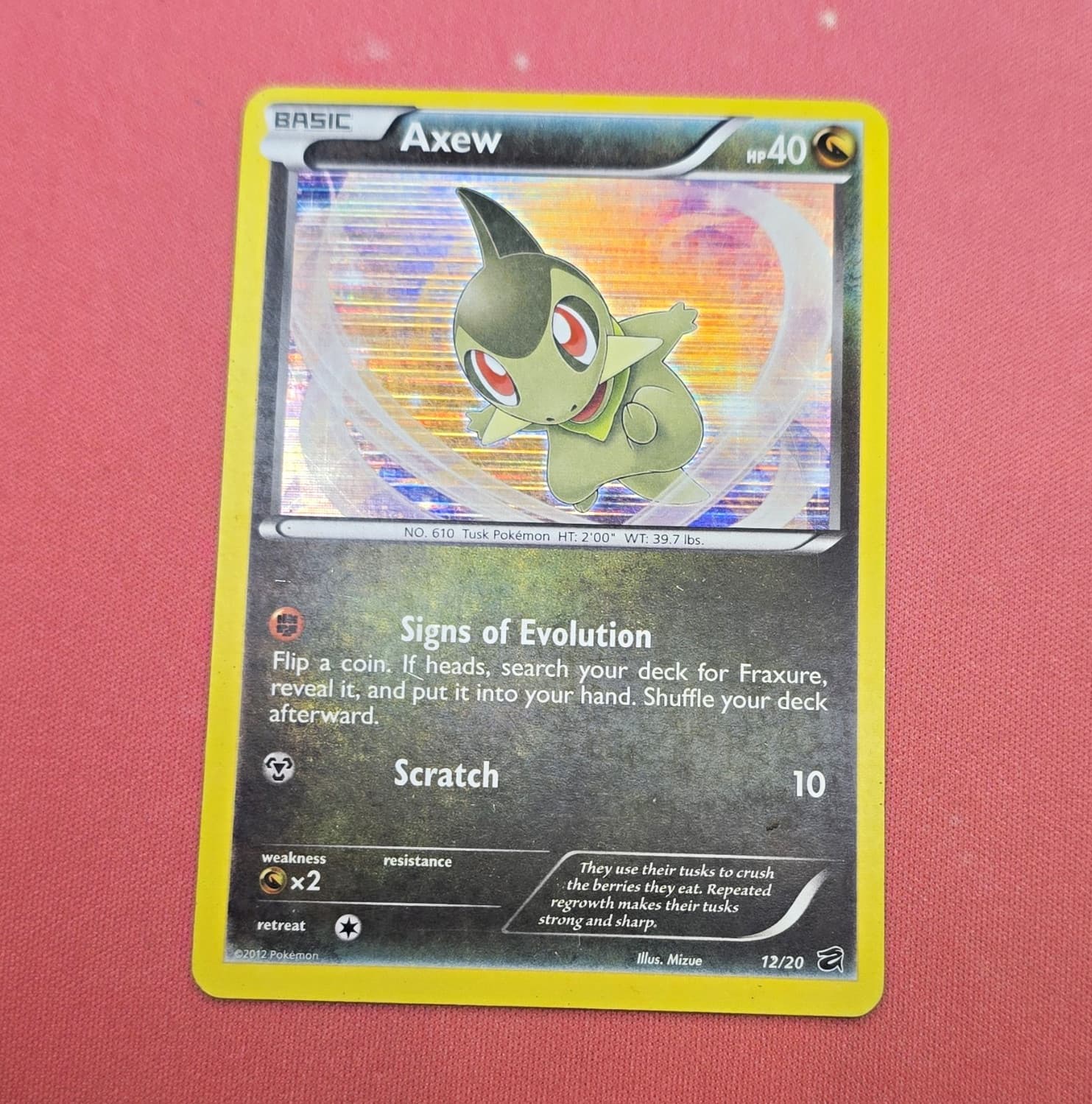 Listing photo for The Pokémon Company Axew Dragon Vault 12/20 Holo Rare Holo 40 HP EN 2012