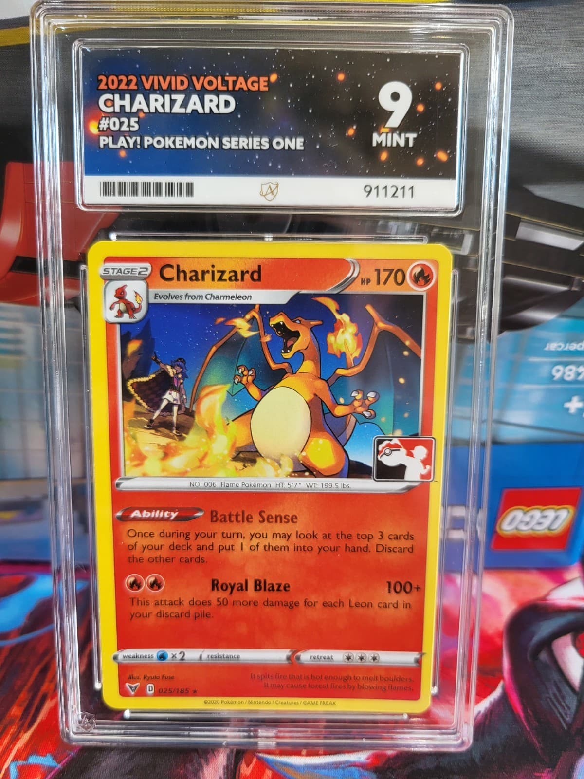 Listing photo for Pokémon TCG Charizard 025/185Vivid Voltage PlayPrizePack Stamped Series 1 ACE 9