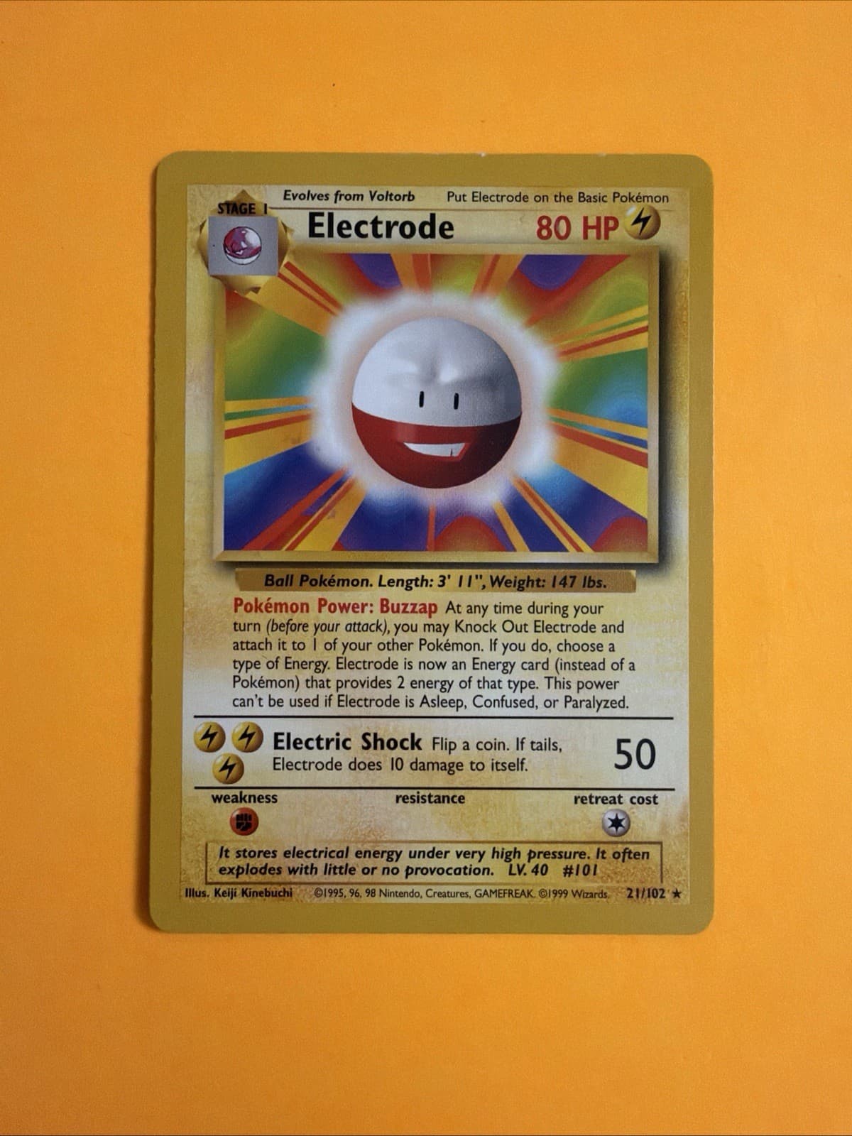 Listing photo for Pokemon TCG Electrode Base Set 21/102 Unlimited Rare Regular EN 1999 80 HP