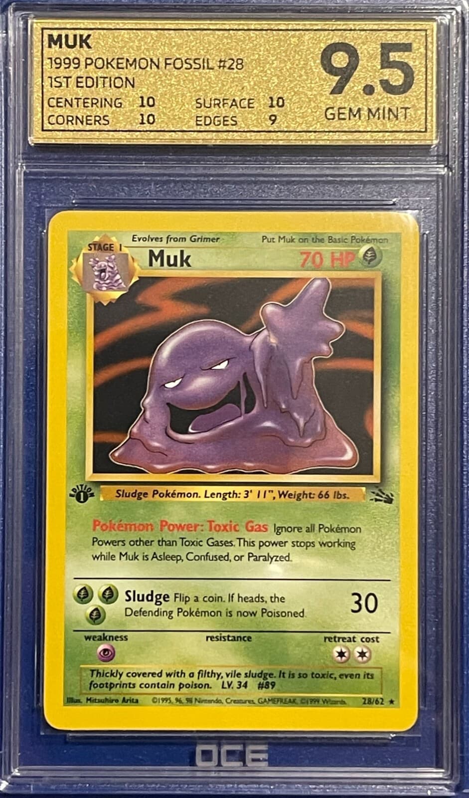 Listing photo for MUK 28/62 Rare 1st Edition Fossil Pokemon Card 1999 tcg wotc OCE GEM MINT 9.5