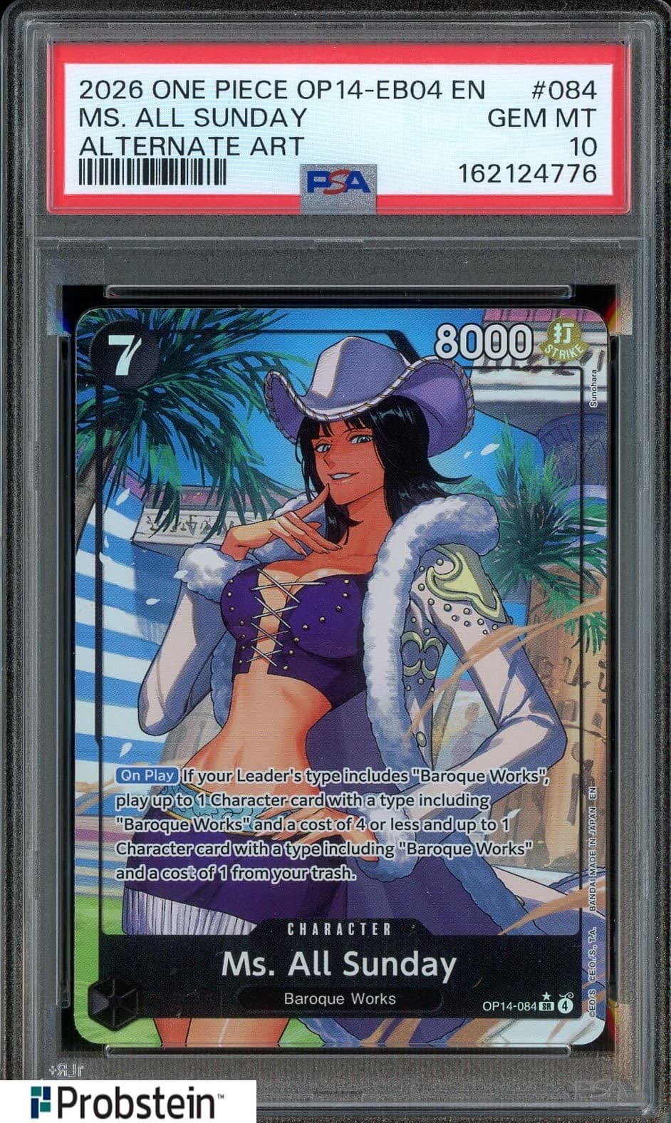 Listing photo for 2026 One Piece OP14-EB04 EN Alternate Art #084 Ms All Sunday PSA 10 GEM MINT