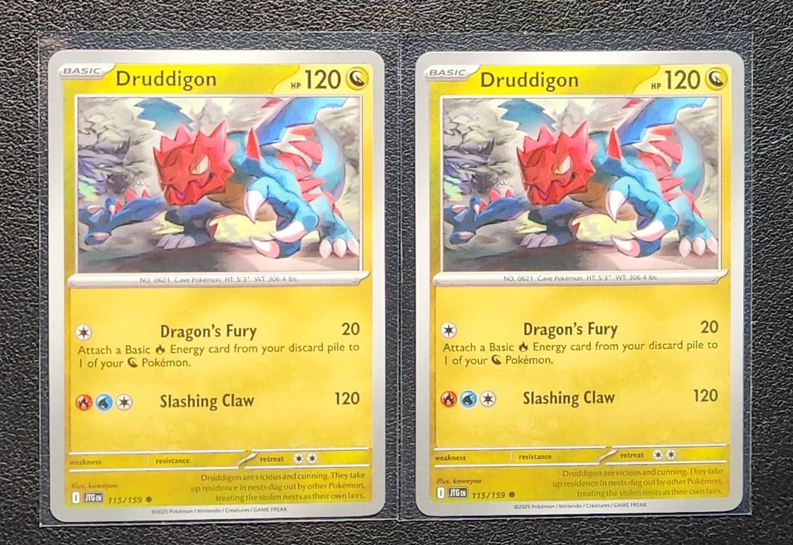 Listing photo for 2x Druddigon 115/159 Pokemon card SV Journey Together common NM