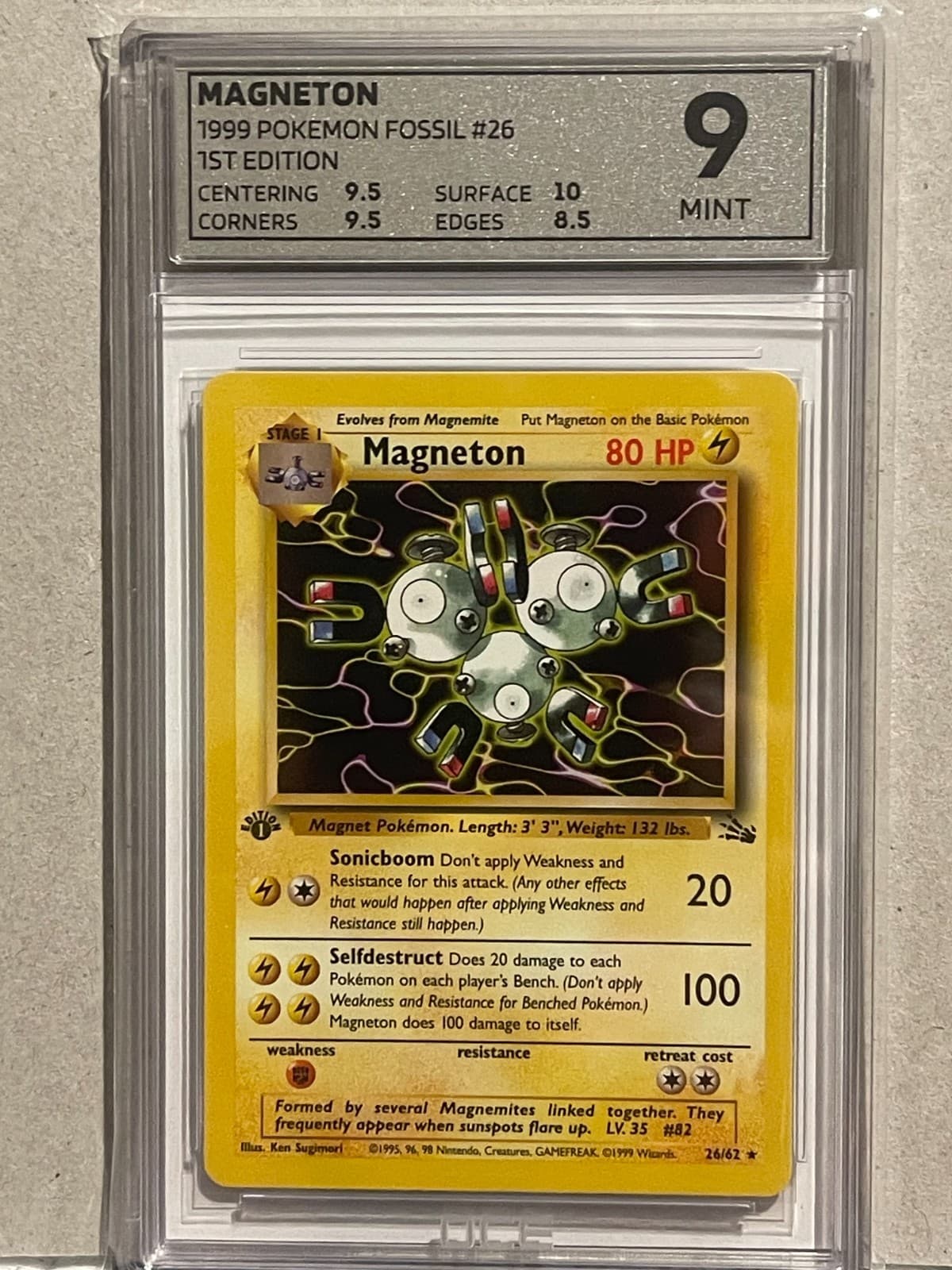 Listing photo for MAGNETON 26/62 1st Edition Fossil Pokemon Card 1999 tcg wotc OCE MINT 9