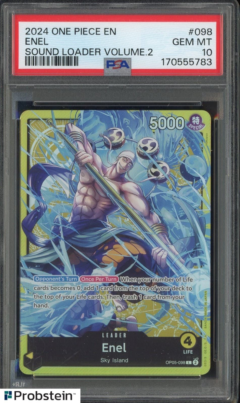Listing photo for 2024 One Piece EN Sound Loader Volume.2 #098 Enel PSA 10 GEM MINT