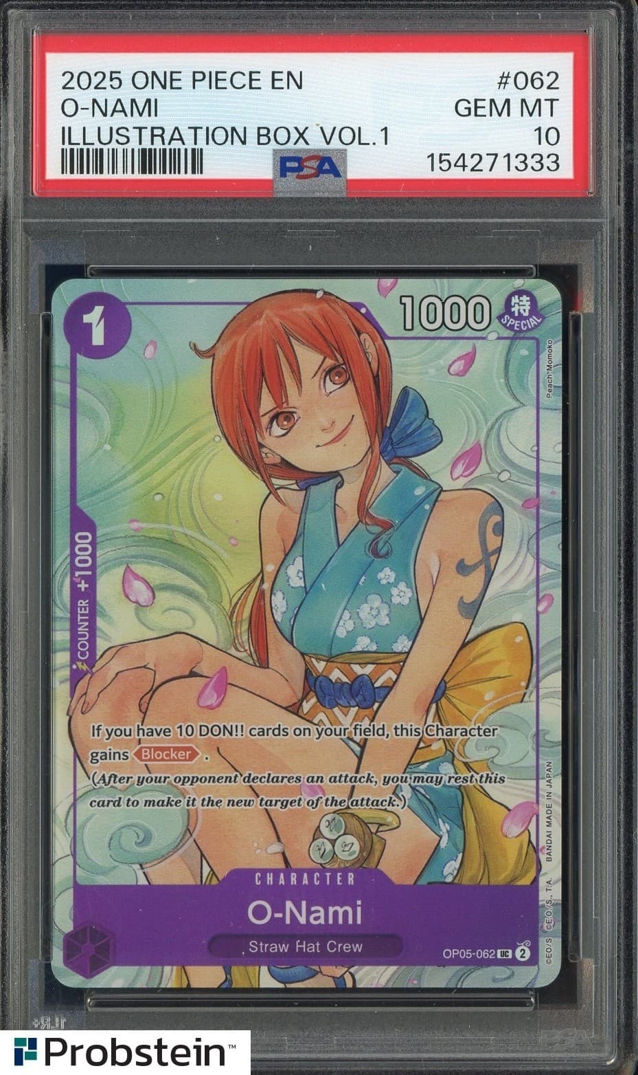 Listing photo for 2025 One Piece EN Illustration Box Vol.1 #062 O-Nami PSA 10 GEM MINT