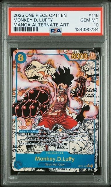 Listing photo for ONE PIECE MONKEY D. LUFFY 2025 A FIST OF DIVINE SPEED #118 MANGA ALT ART PSA 10