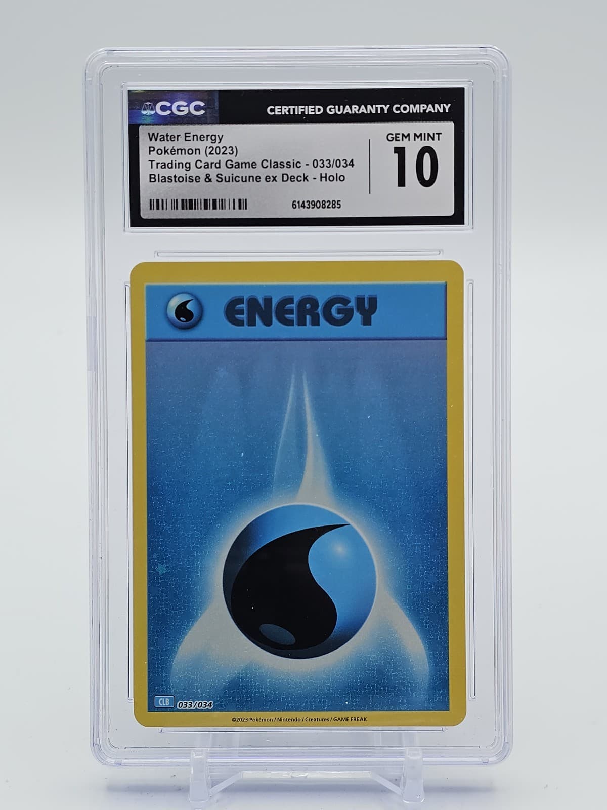 Listing photo for WATER ENERGY 2023 POKEMON TRADING CARD GAME CLASSIC HOLO 033/034 CGC 10