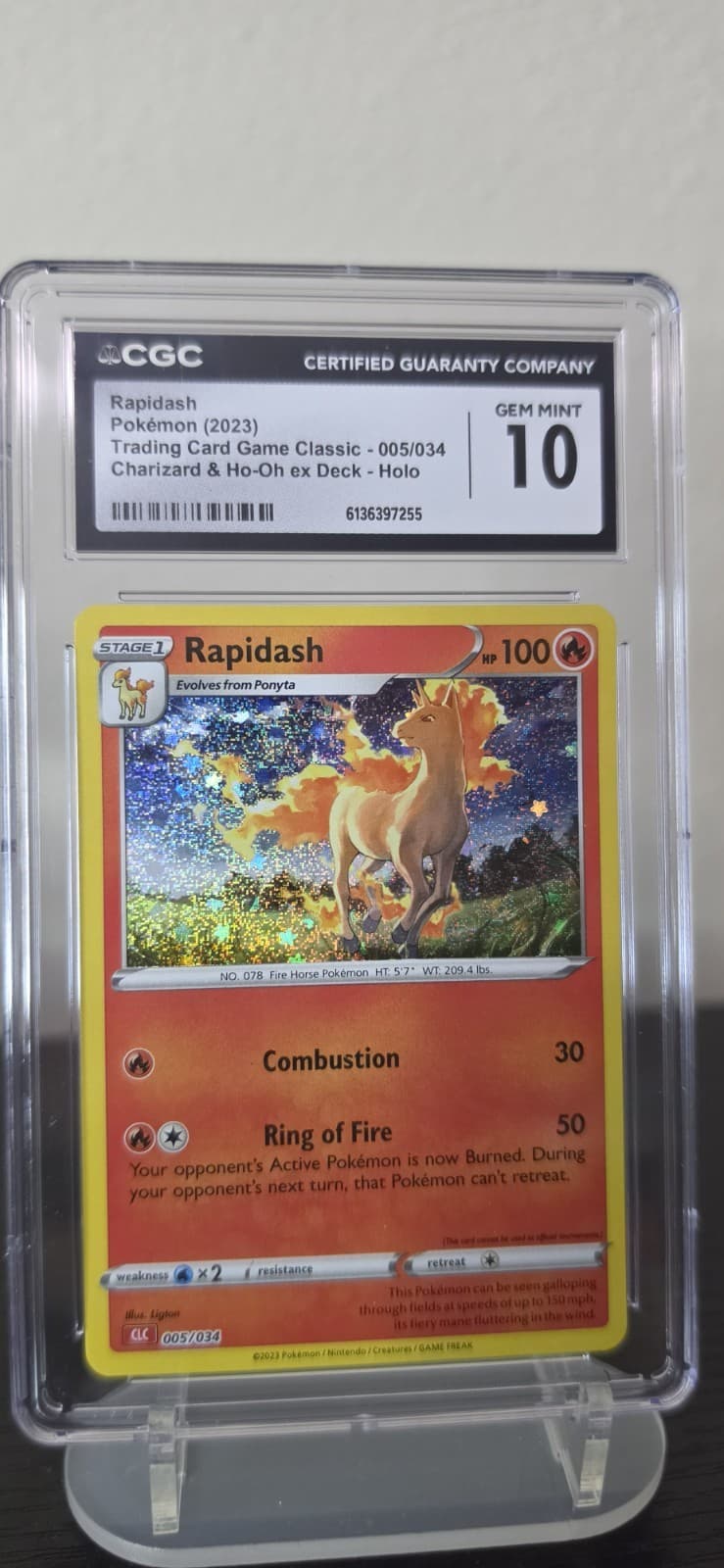 Listing photo for 🐴🐎 Rapidash Classic Certified Gem Mint 10 Pokémon Holo 005/034 Charizard Deck