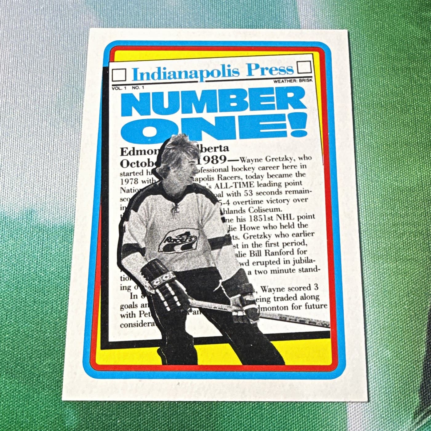 Listing photo for 1990 Topps Wayne Gretzky Indianapolis Press Insert #1 NHL Hockey Card