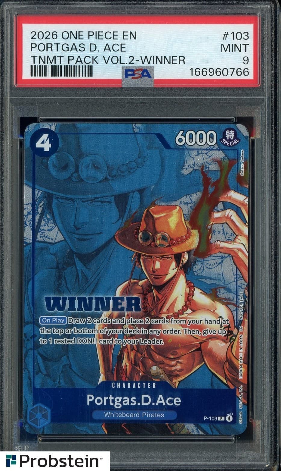 Listing photo for 2026 ONE PIECE TOURNAMENT PACK VOL.2 #103 PORTGAS D. ACE WINNER PSA 9