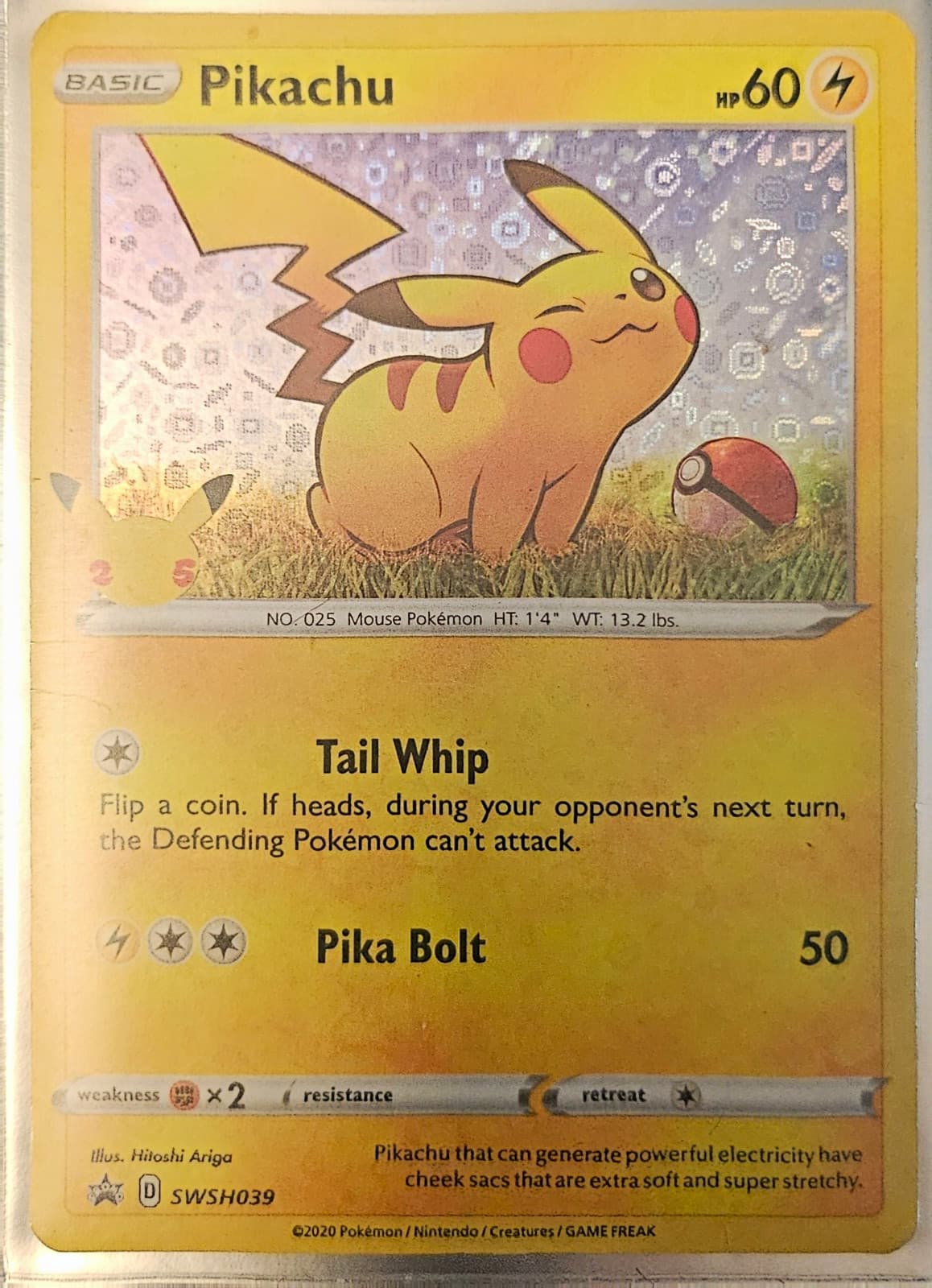 Listing photo for Pikachu SWSH039 Holo Promo Basic Pokemon TCG Card English 2020 60 HP
