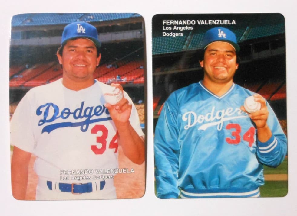 Listing photo for (2) MOTHER'S COOKIES DODGERS BASEBALL CARDS FERNANDO VALENZUELA 1988, 1989