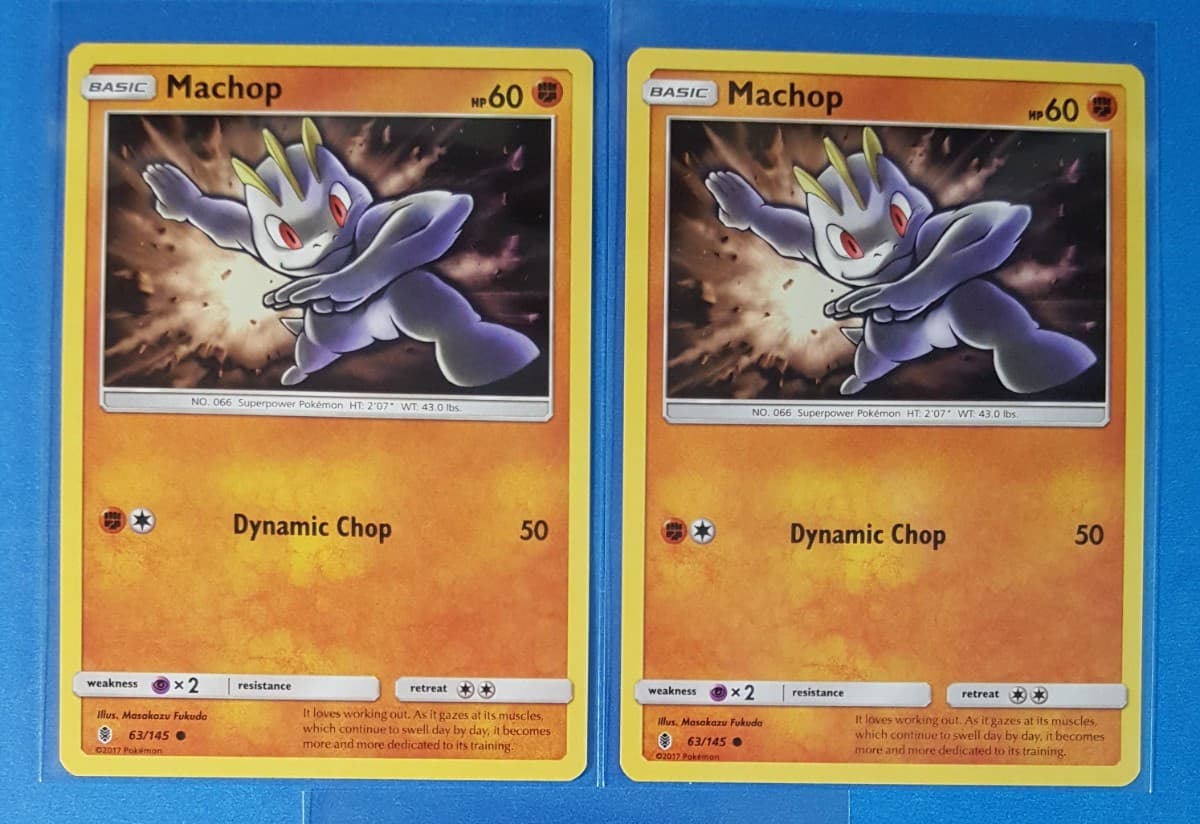 Listing photo for 2x Machop 63/145 Pokemon card Guardians Rising common NM