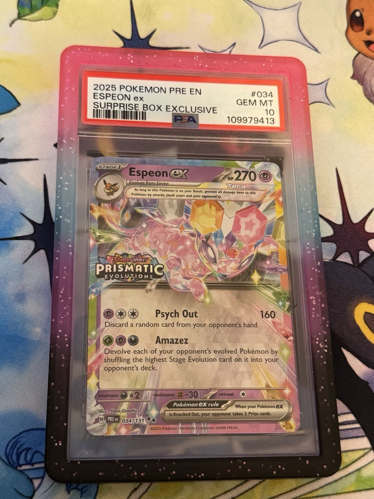 Listing photo for The Pokémon Company Espeon ex 034/131 Sv: Prismatic Evolutions PSA 10 Holo EN