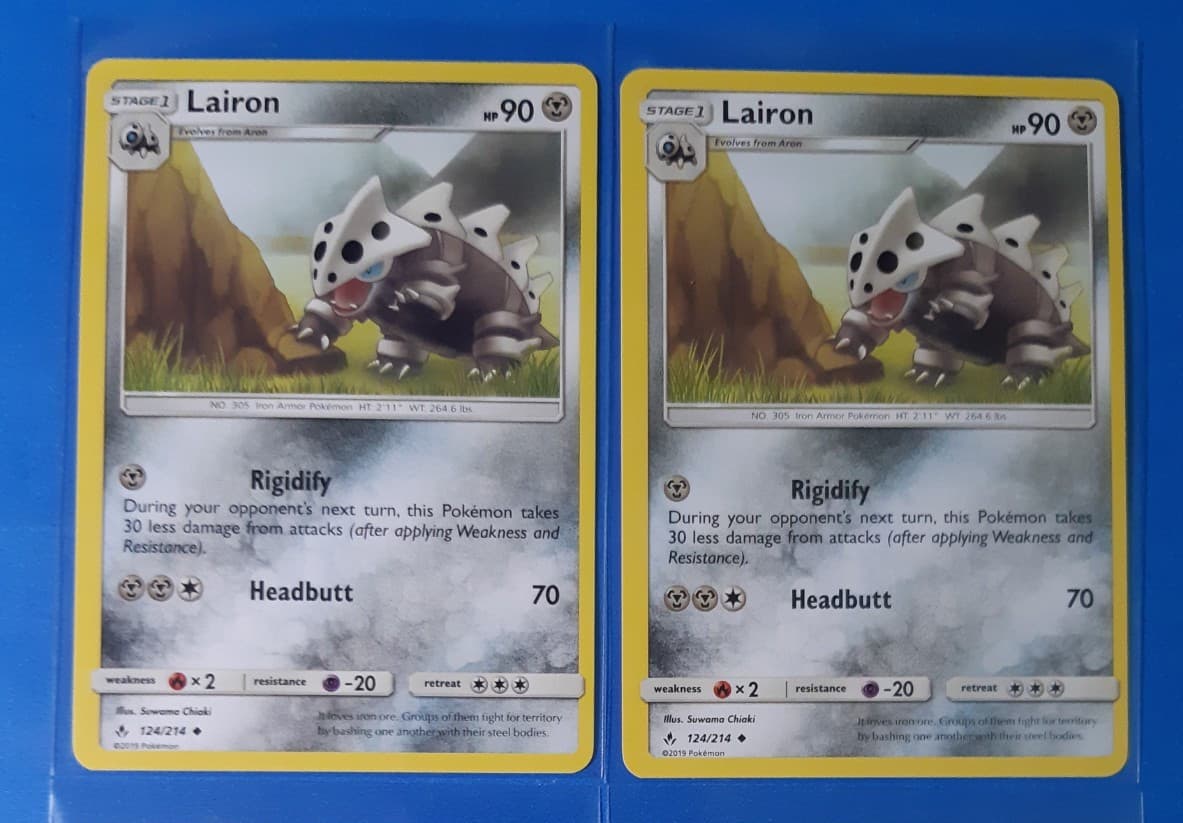 Listing photo for 2x Lairon 124/214 Pokemon card SM Unbroken Bonds uncommon NM