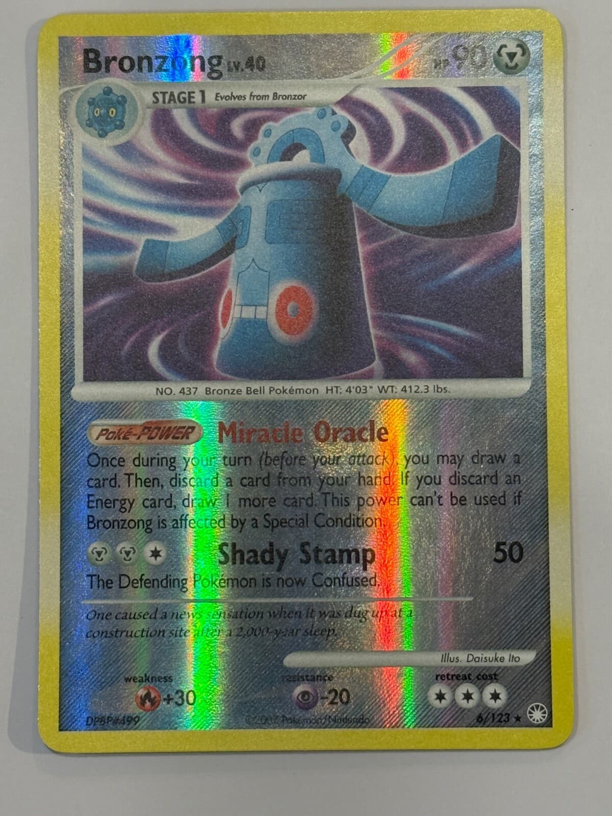 Listing photo for Bronzong Lv 40, 6/123 Holo Rare DP Mysterious Treasures Pokemon Card TCG MP
