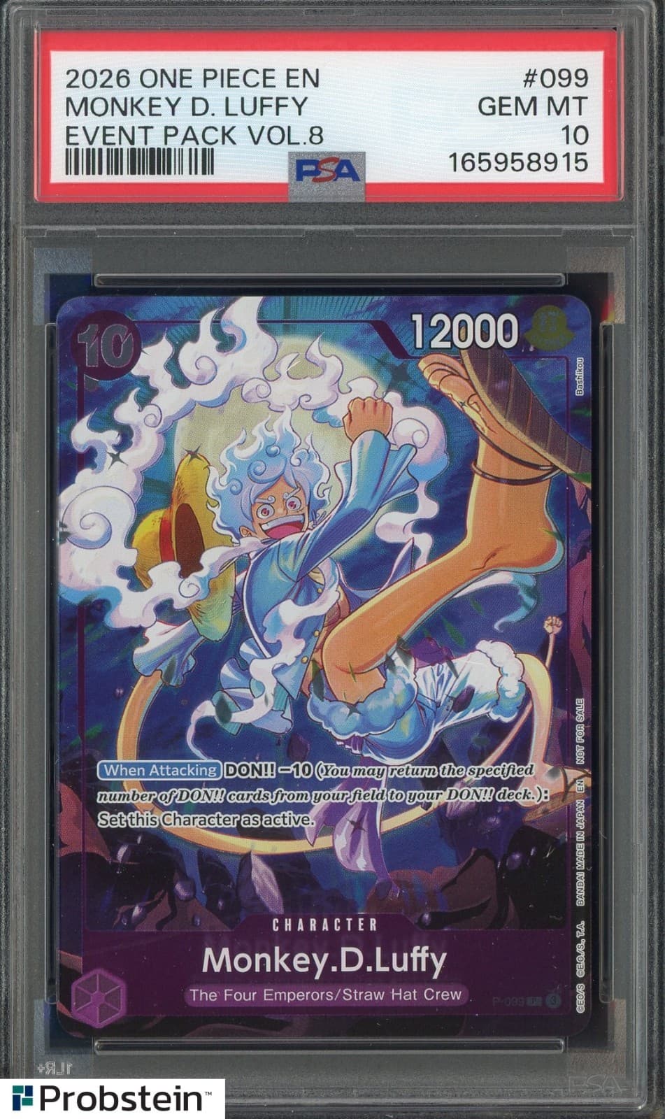 Listing photo for 2026 One Piece EN Event Pack Vol.8 #099 Monkey D Luffy PSA 10 GEM MINT