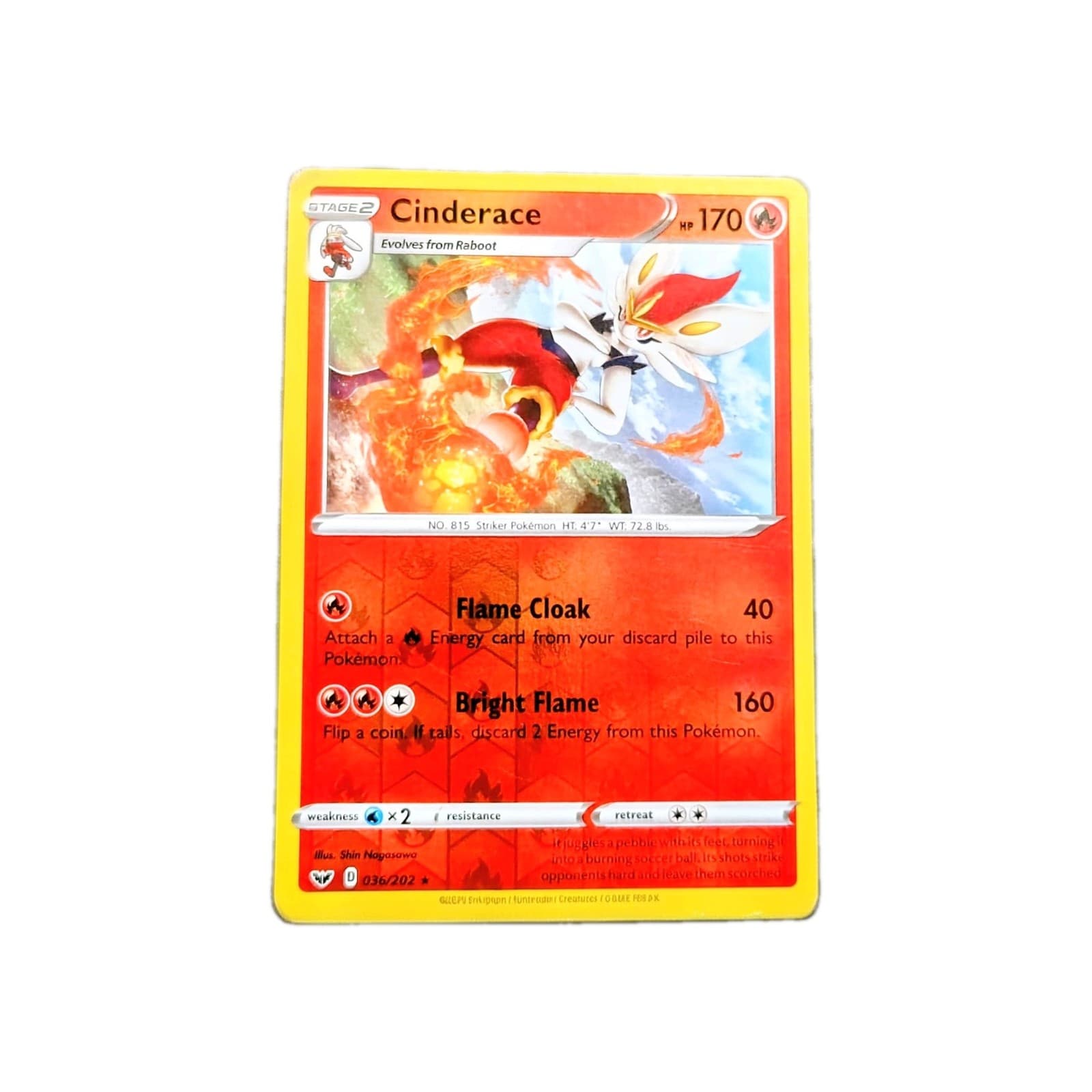 Listing photo for Pokemon Cinderace NM 36/202 Rare Card Sword & Shield TCG