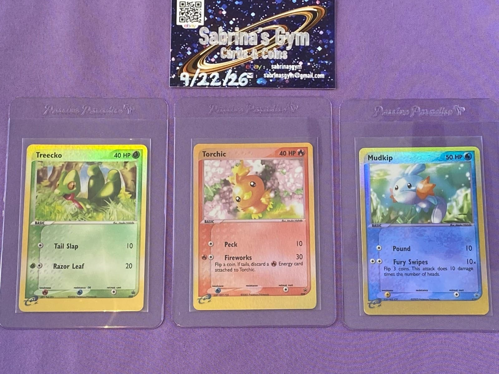 Listing photo for (nm) 3x Treecko, Torchic, Mudkip Reverse Holo Nintendo Promo Pokemon Cards