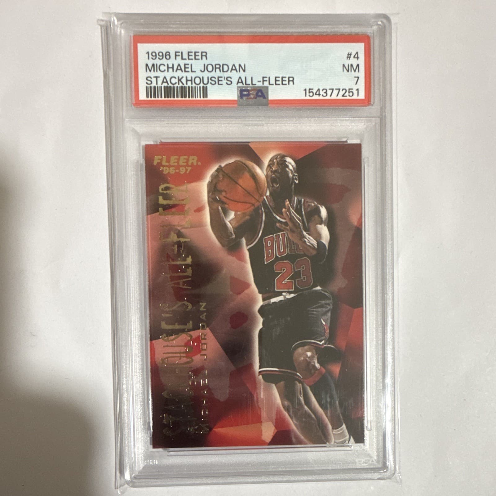 Listing photo for Fleer 1996 Michael Jordan Stackhouse's All-Fleer #4 PSA 7 nba basketball card