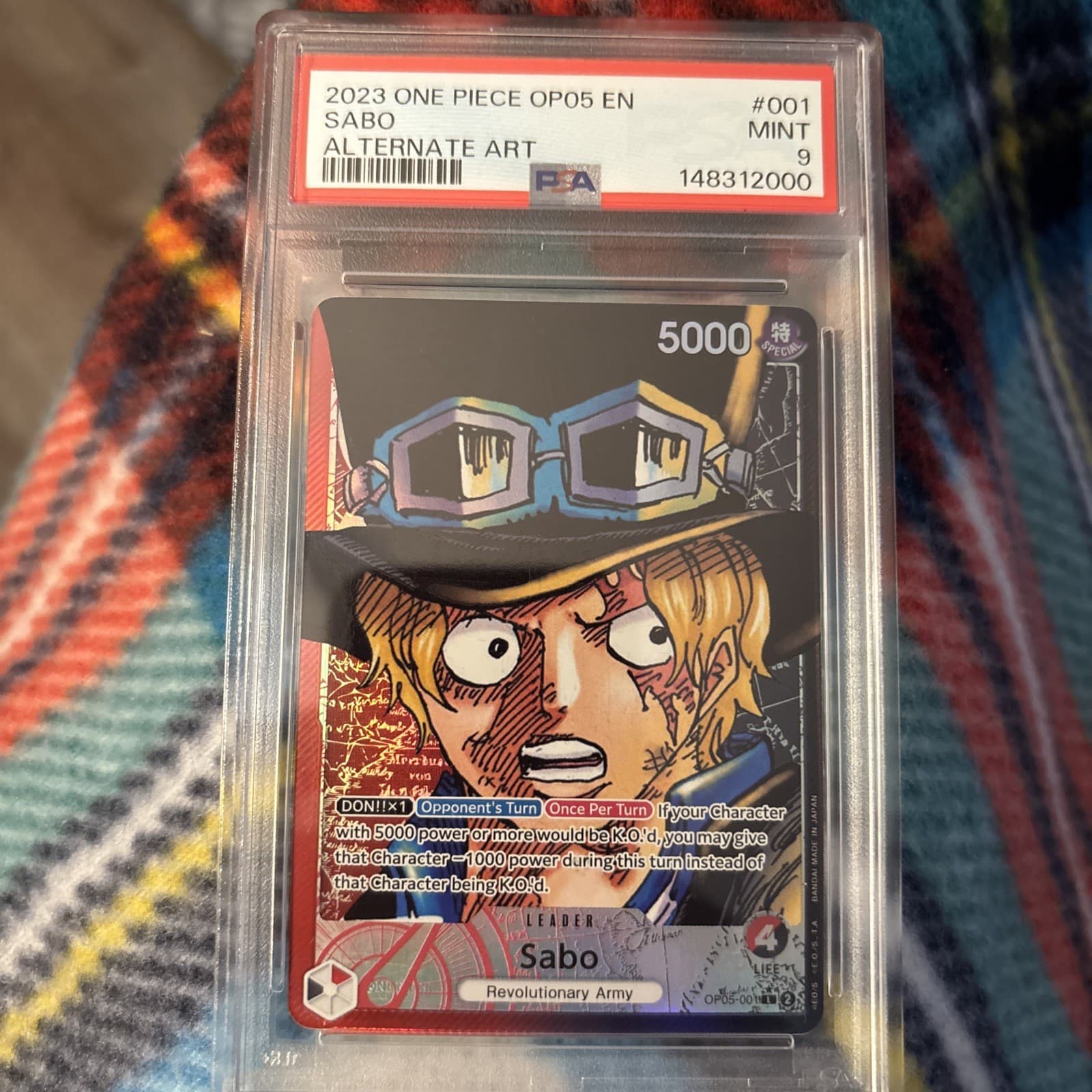 Listing photo for PSA 9 SABO One Piece CCG OP05-001 EN Awakening of the New Era Alt Art Foil