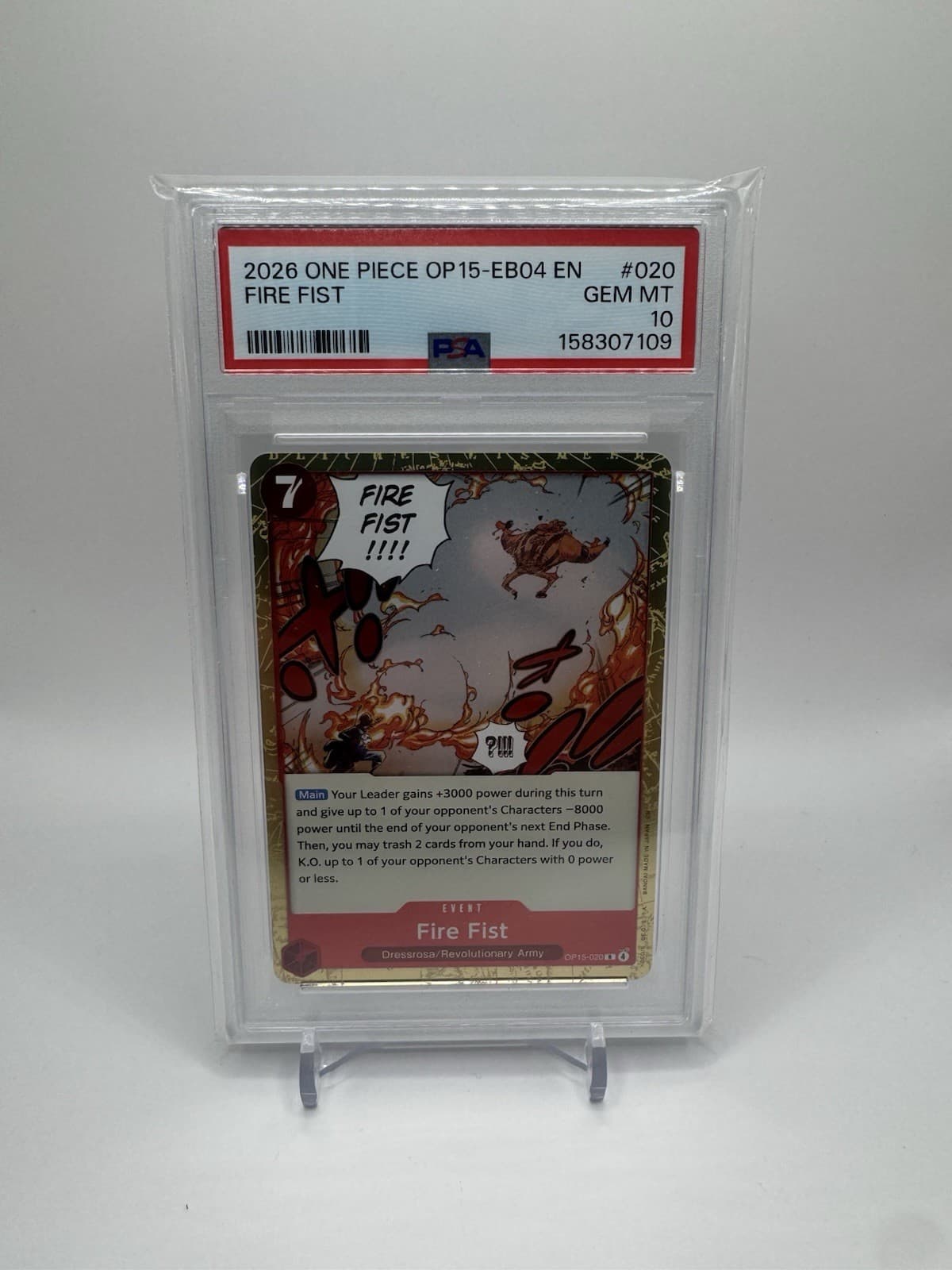 Listing photo for Bandai One Piece CCG OP15-EB04 OP15-020 Fire Fist PSA 10 English 2026