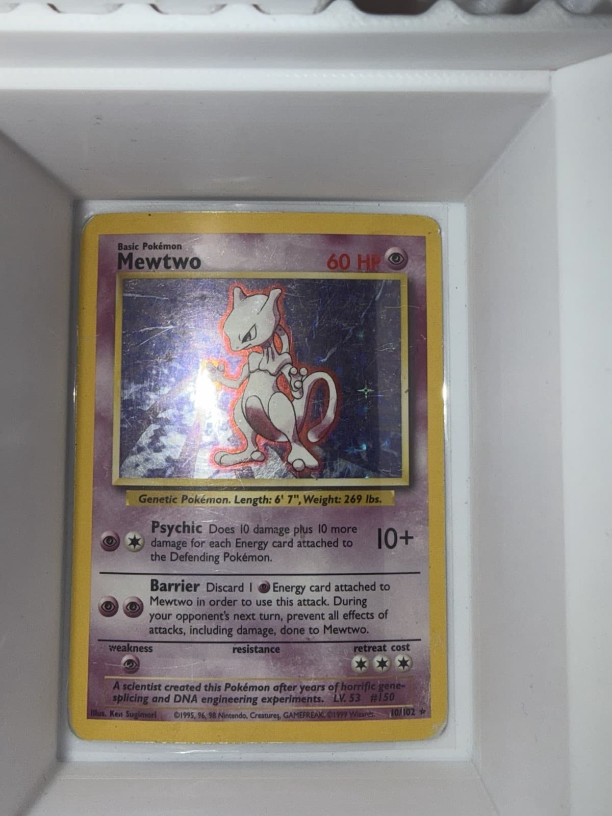Listing photo for Mewtwo Pokemon TCG Base Set 10/102 Holo Rare English 1999 Basic 60 HP