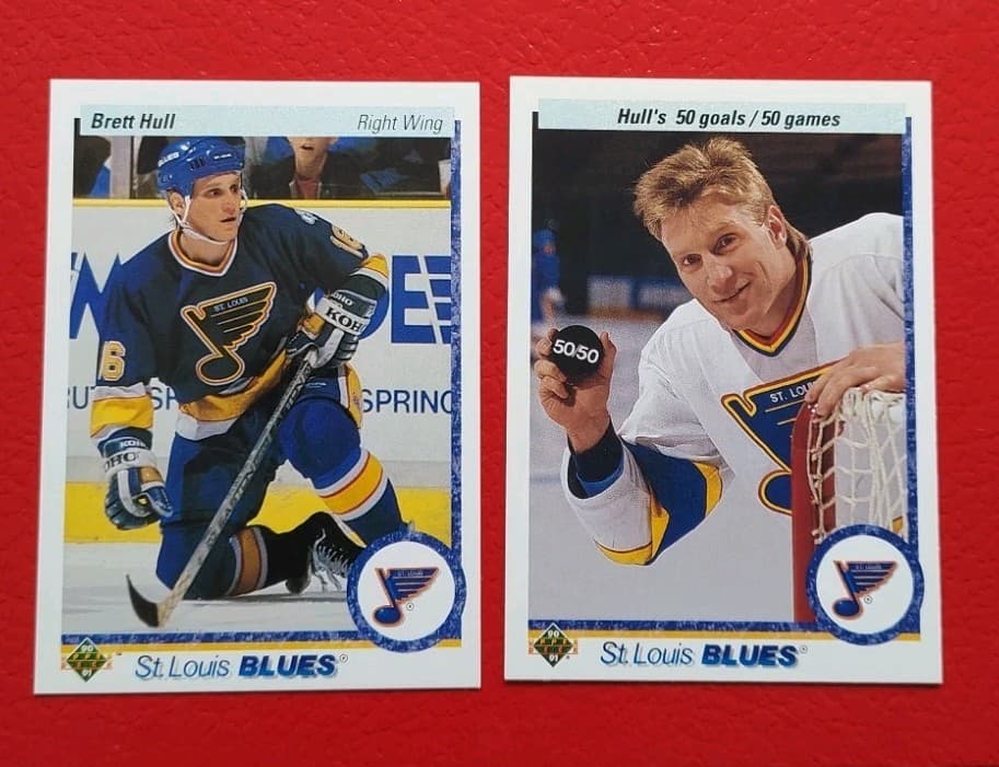 Listing photo for BRETT HULL ST.LOUIS BLUES 1990-91 UPPER DECK NHL HOCKEY CARDS No.154/No.546