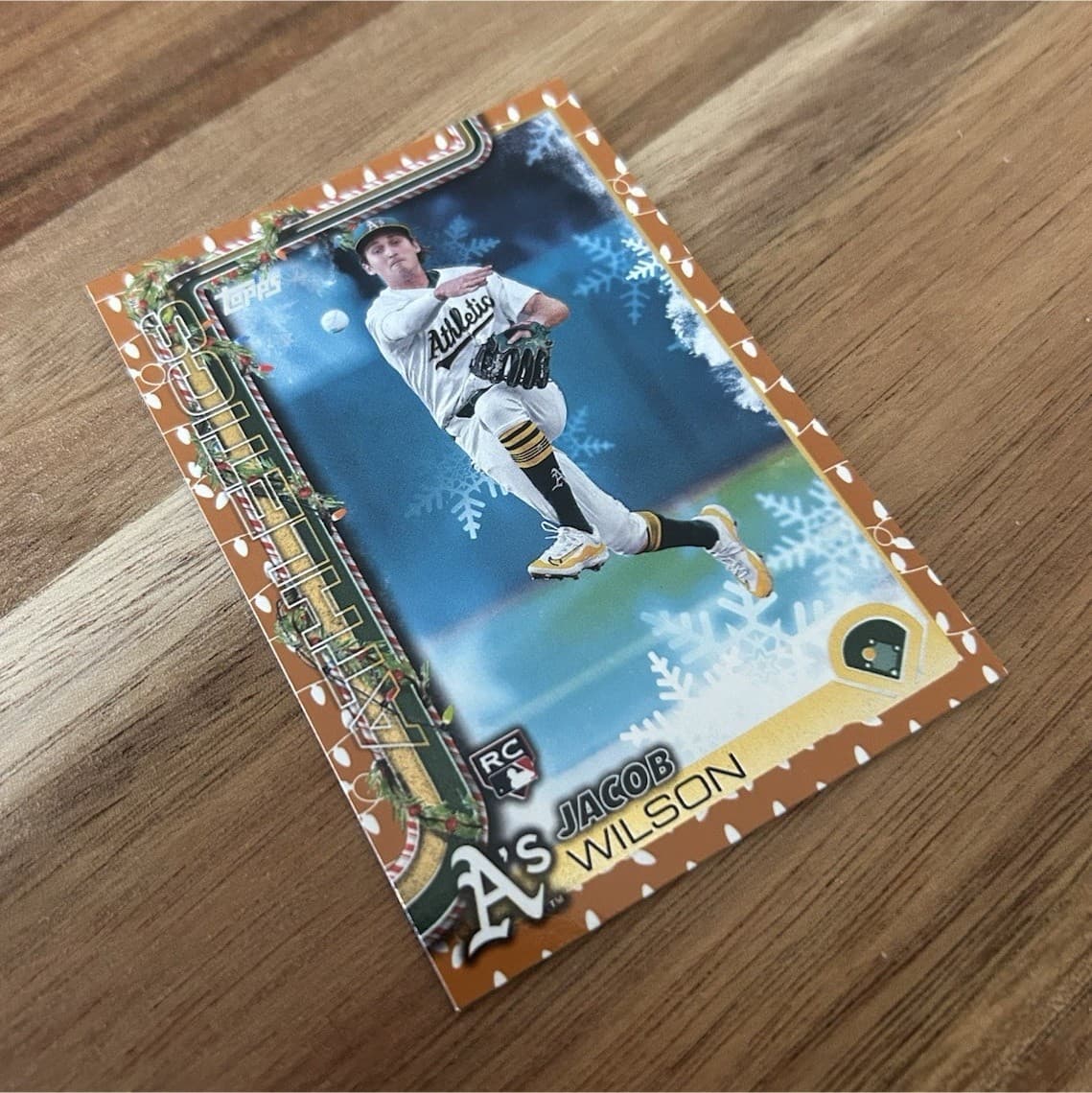 Listing photo for Jacob Wilson #H4 RC Oakland Athletics MLB Baseball Card 2025 Topps Holiday