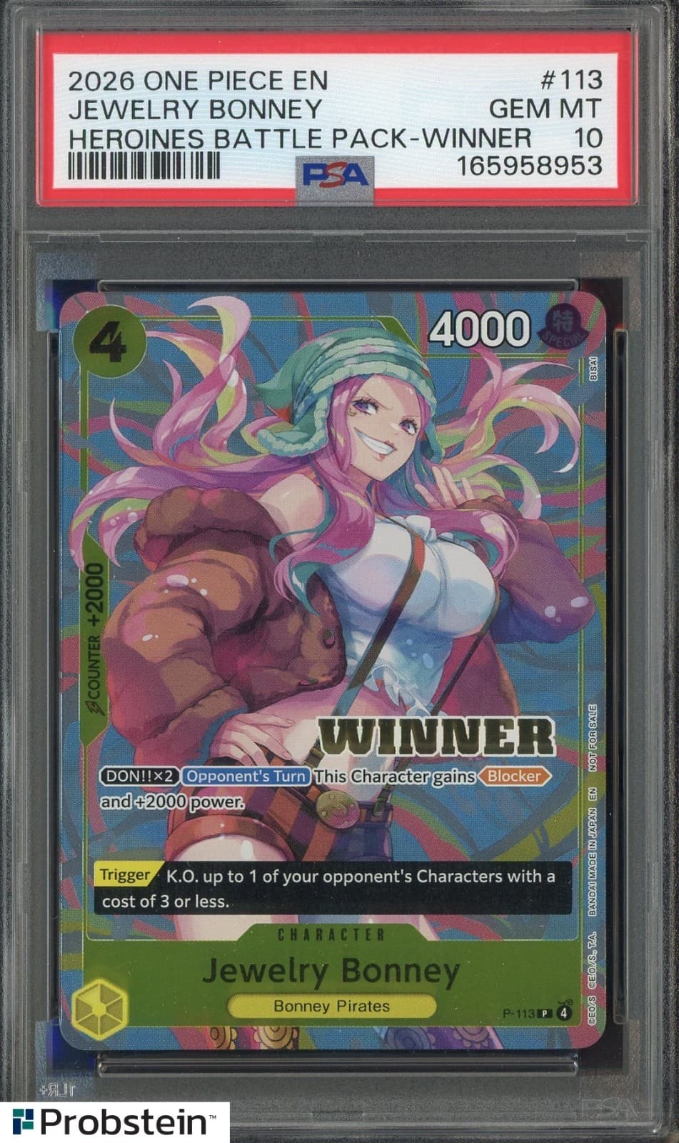 Listing photo for 2026 One Piece EN Heroines Battle Pack Winner #113 Jewelry Bonney PSA 10