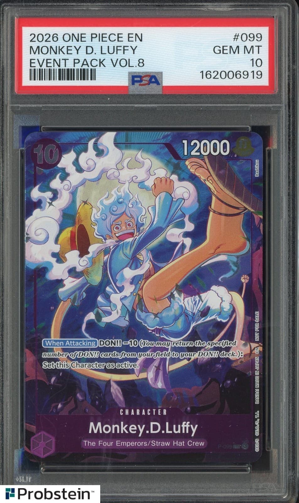 Listing photo for 2026 One Piece EN Event Pack Vol.8 #099 Monkey D Luffy PSA 10 GEM MINT
