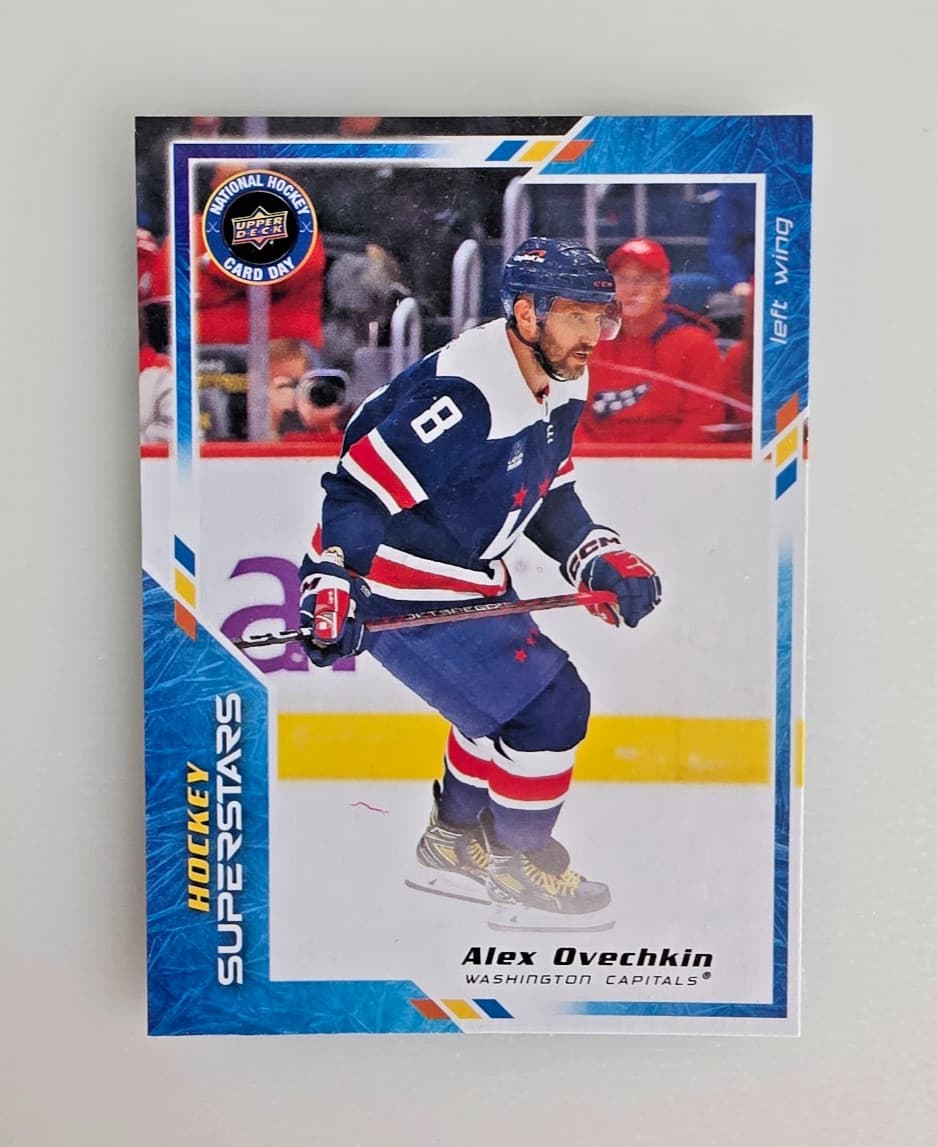 Listing photo for UPPER DECK SUPERSTARS NATIONAL CARD DAY 2024 ALEX OVECHKIN NHL HOCKEY CARD