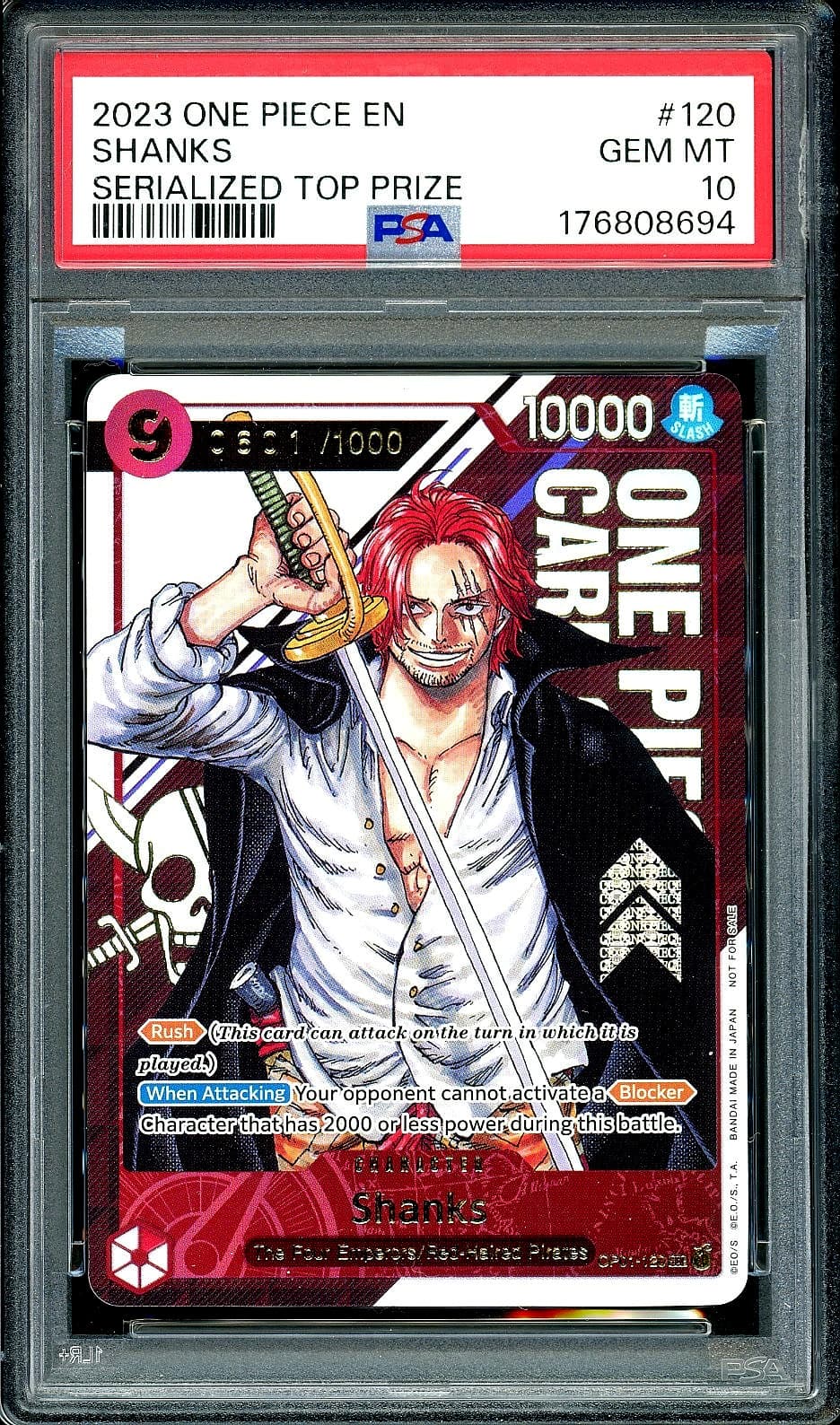 Listing photo for 2023 One Piece Shanks Serialized Top Prize /1000 PSA 10