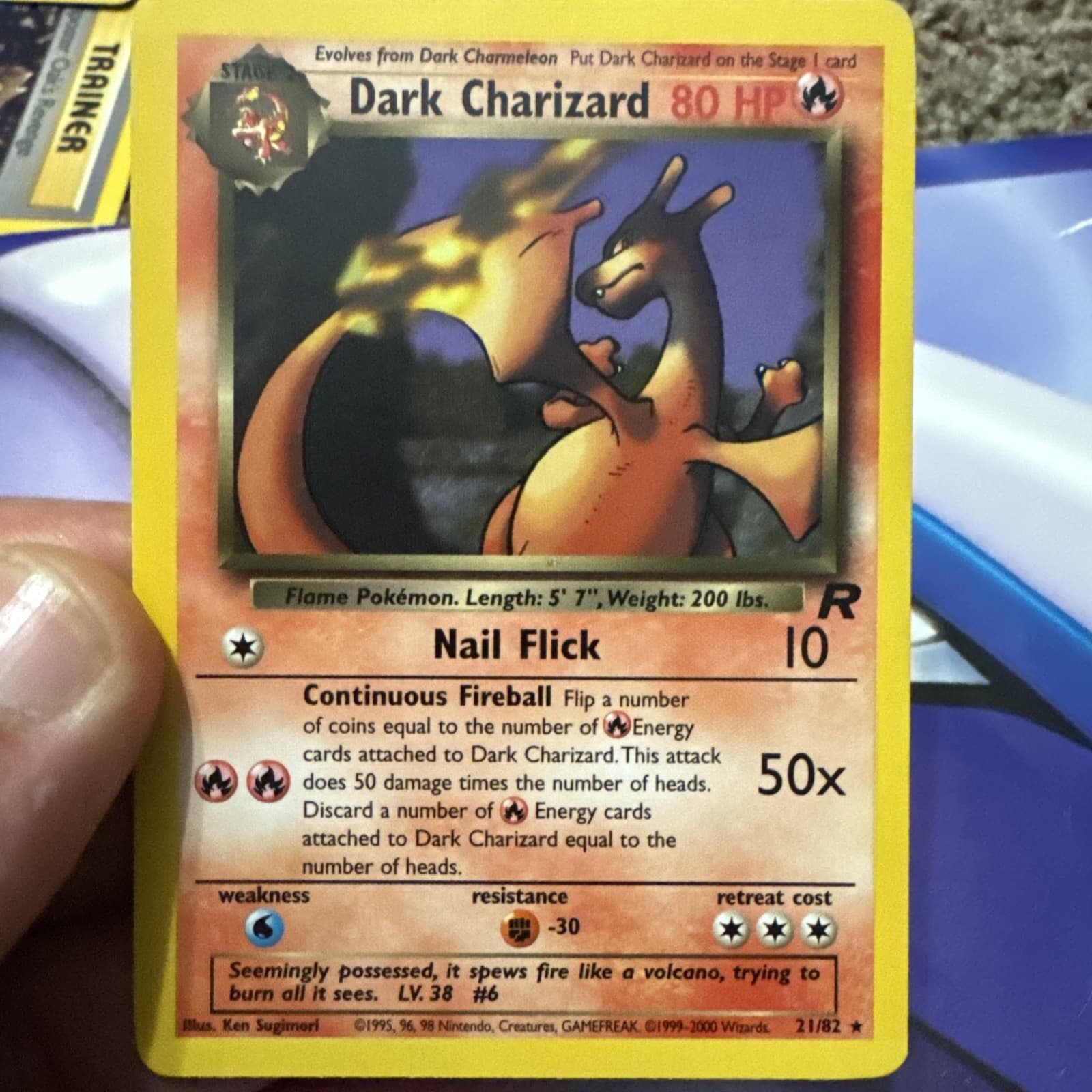 Listing photo for Dark Charizard 21/82 Team Rocket Regular rare non holo mint - near mint Pokemon