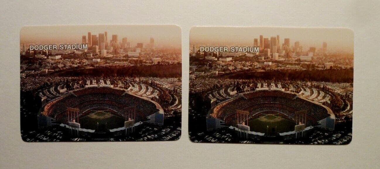 Listing photo for 2 1987 MOTHER'S COOKIES DODGERS BASEBALL CARDS #28 DODGER STADIUM TEAM CHECKLIST