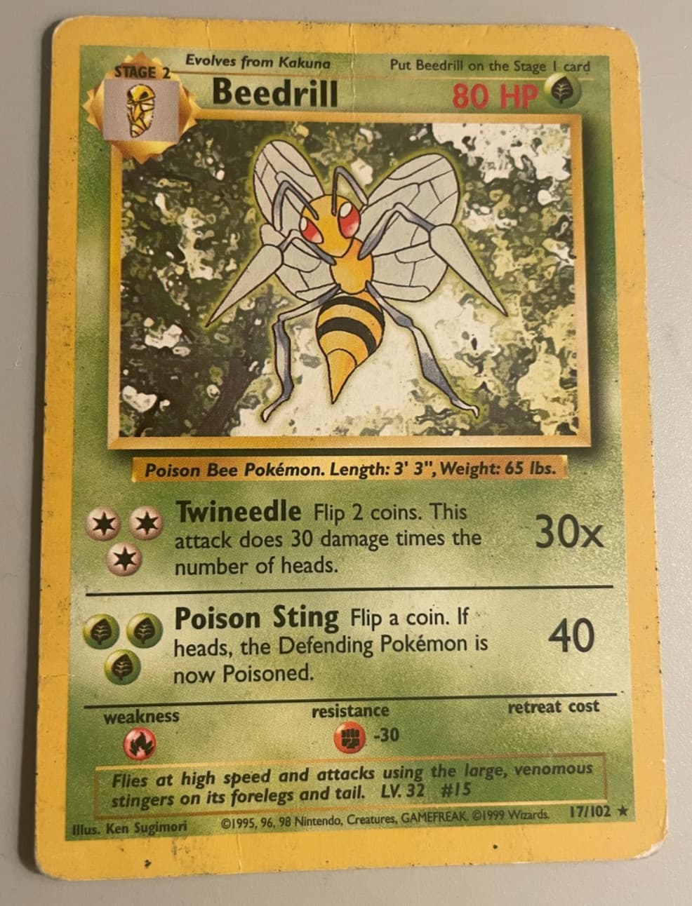 Listing photo for Beedrill 017/102 Base Set 1995 Regular Rare