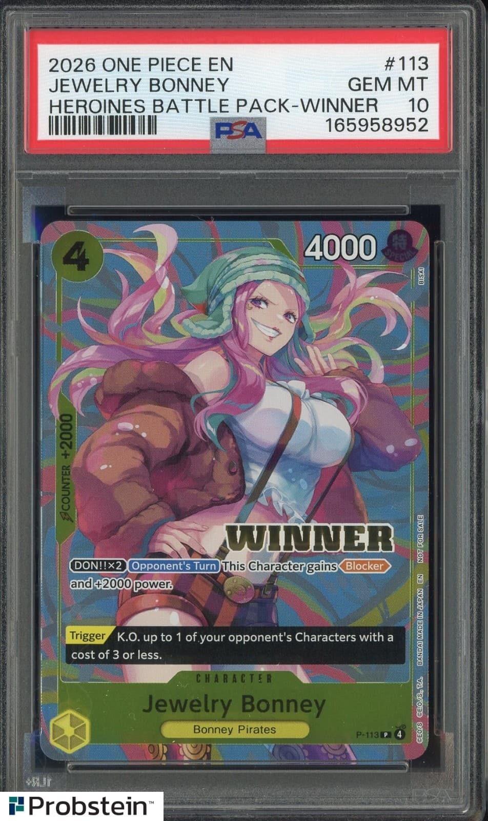 Listing photo for 2026 One Piece EN Heroines Battle Pack Winner #113 Jewelry Bonney PSA 10