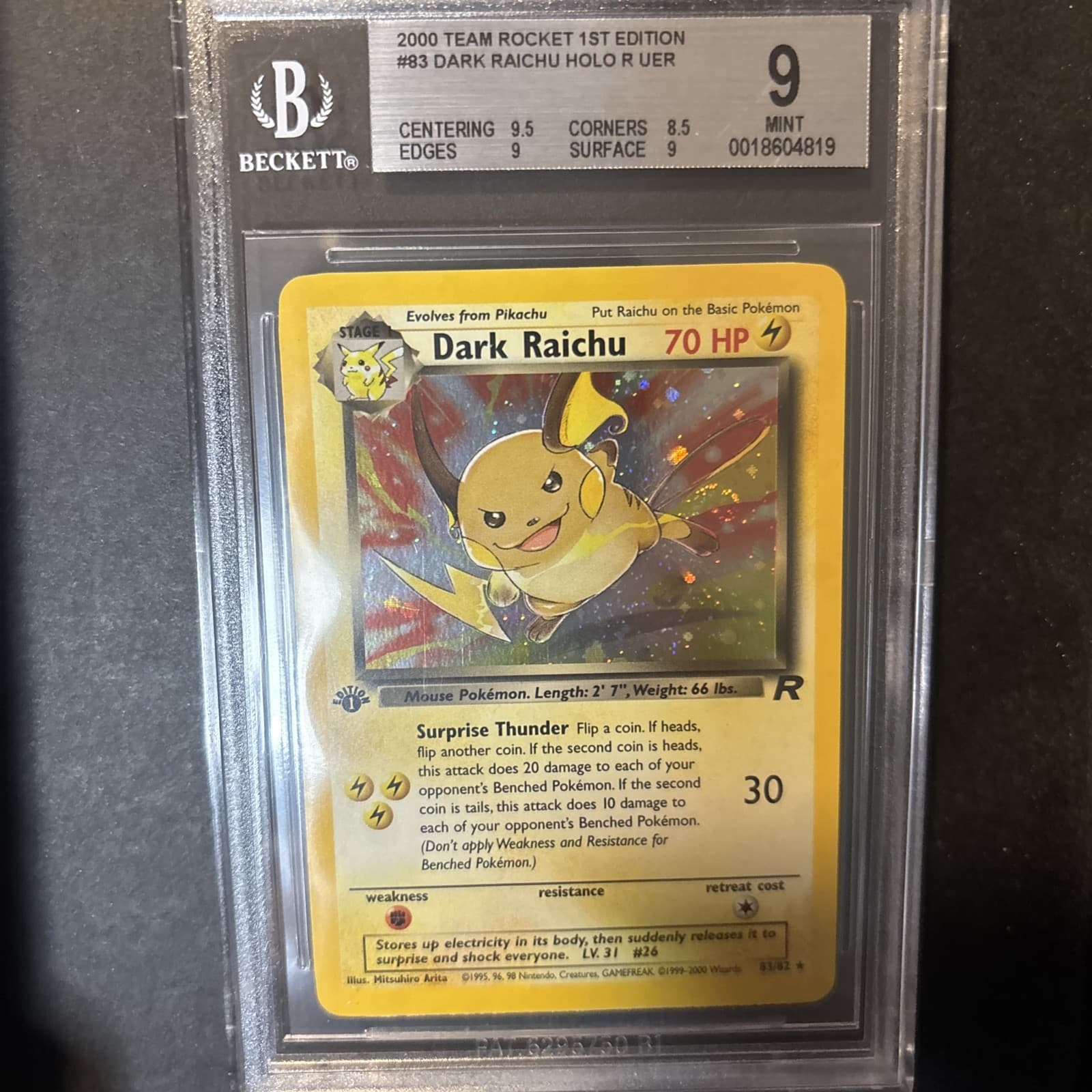 Listing photo for Dark Raichu [1st Edition] #83 Pokemon Team Rocket BGS 9 🌀🌀🌀 Swirl 🌀🌀🌀