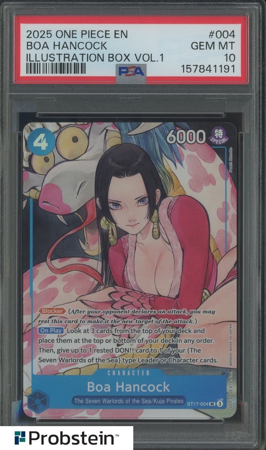 Listing photo for 2025 ONE PIECE PROMOS #004 BOA HANCOCK ILLUSTRATION BOX VOL.1 PSA 10