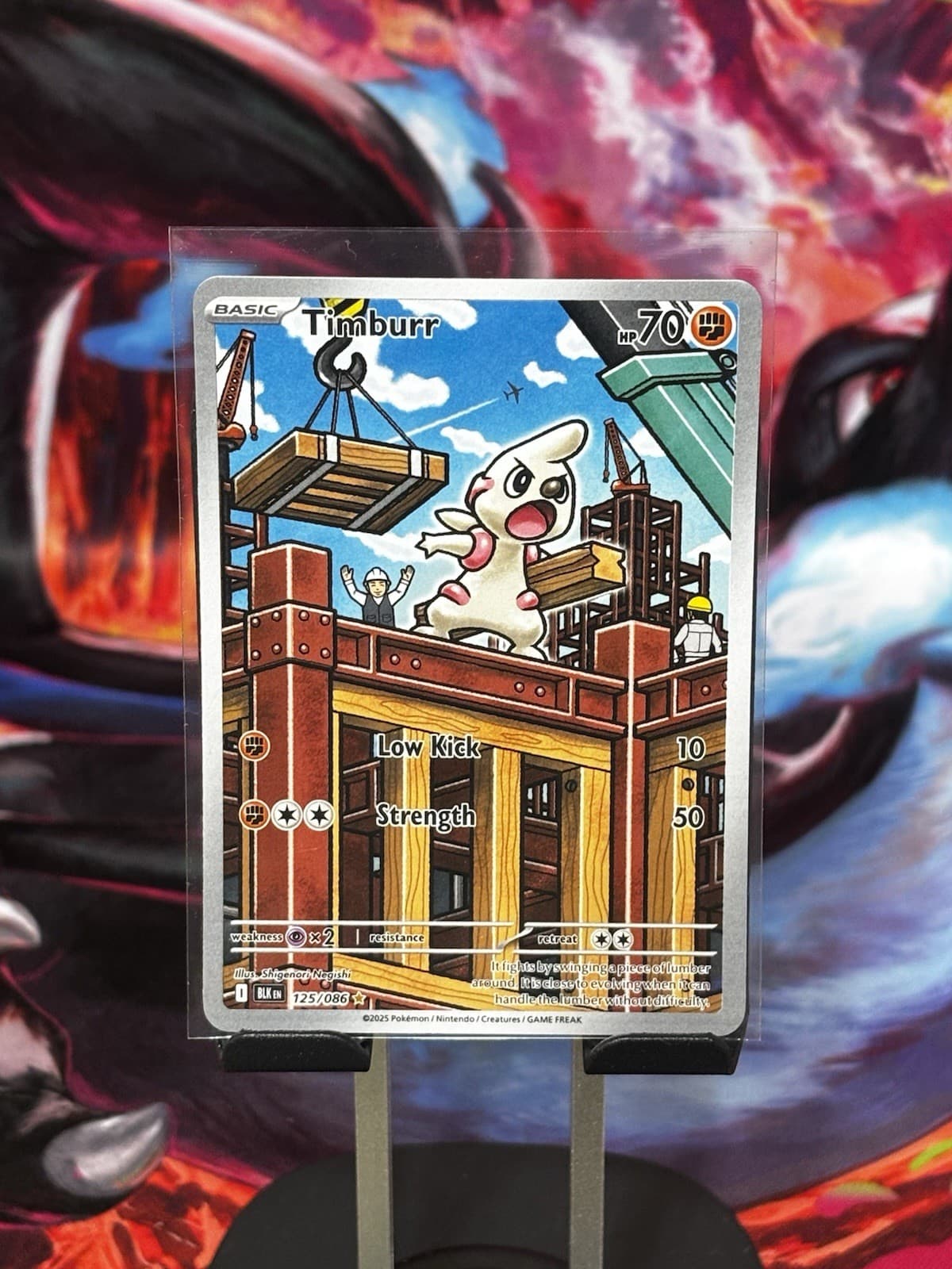 Listing photo for Pokemon TCG Timburr Card Illustration Rare, Sv: Black Bolt Holo, 125/086