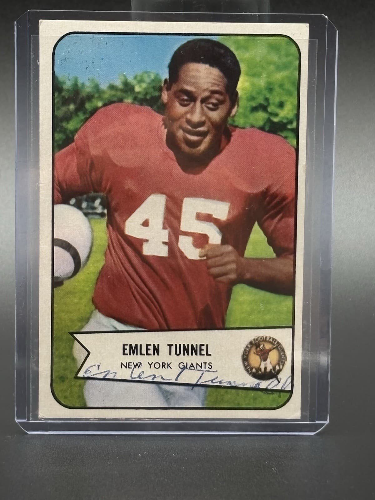 Listing photo for Emlen Tunnell Misspelling TUNNEL" #102 New York Giants NFL Card Autographed