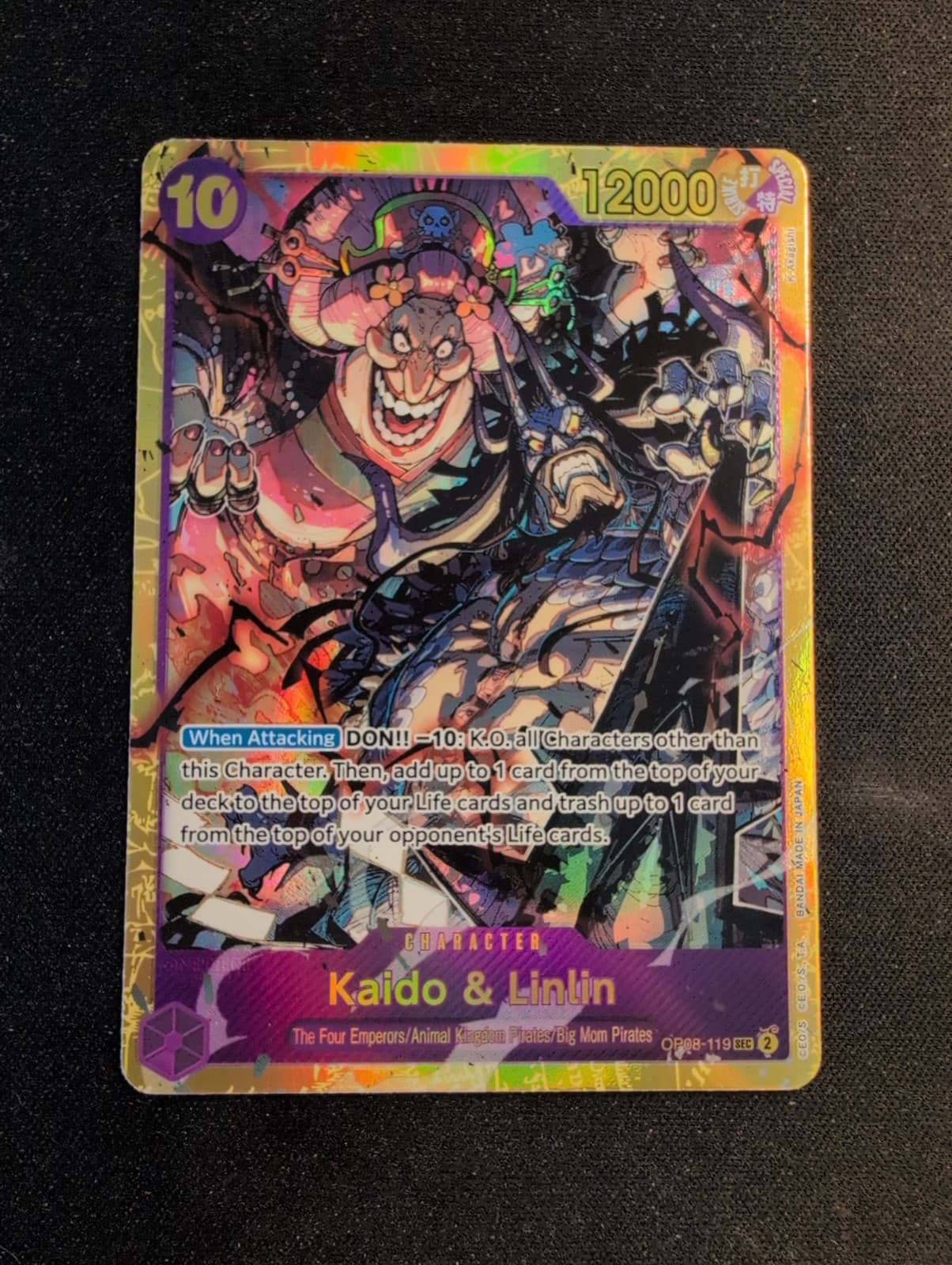 Listing photo for One Piece Card Game Kaido & Linlin OP08-119 Two Legends SEC Alt Art Foil