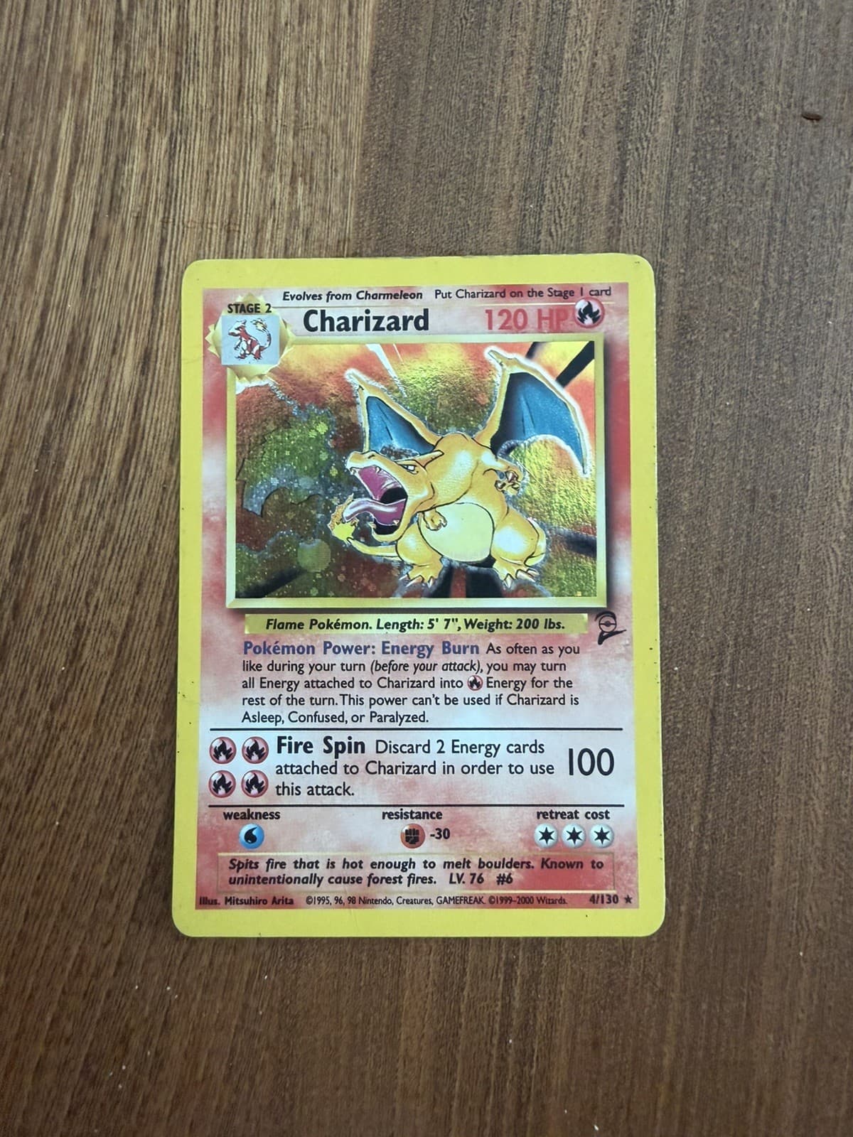 Listing photo for 2000 CHARIZARD Pokemon Holo Card BASE SET ll 2 RARE #4 / 130 NM-MT
