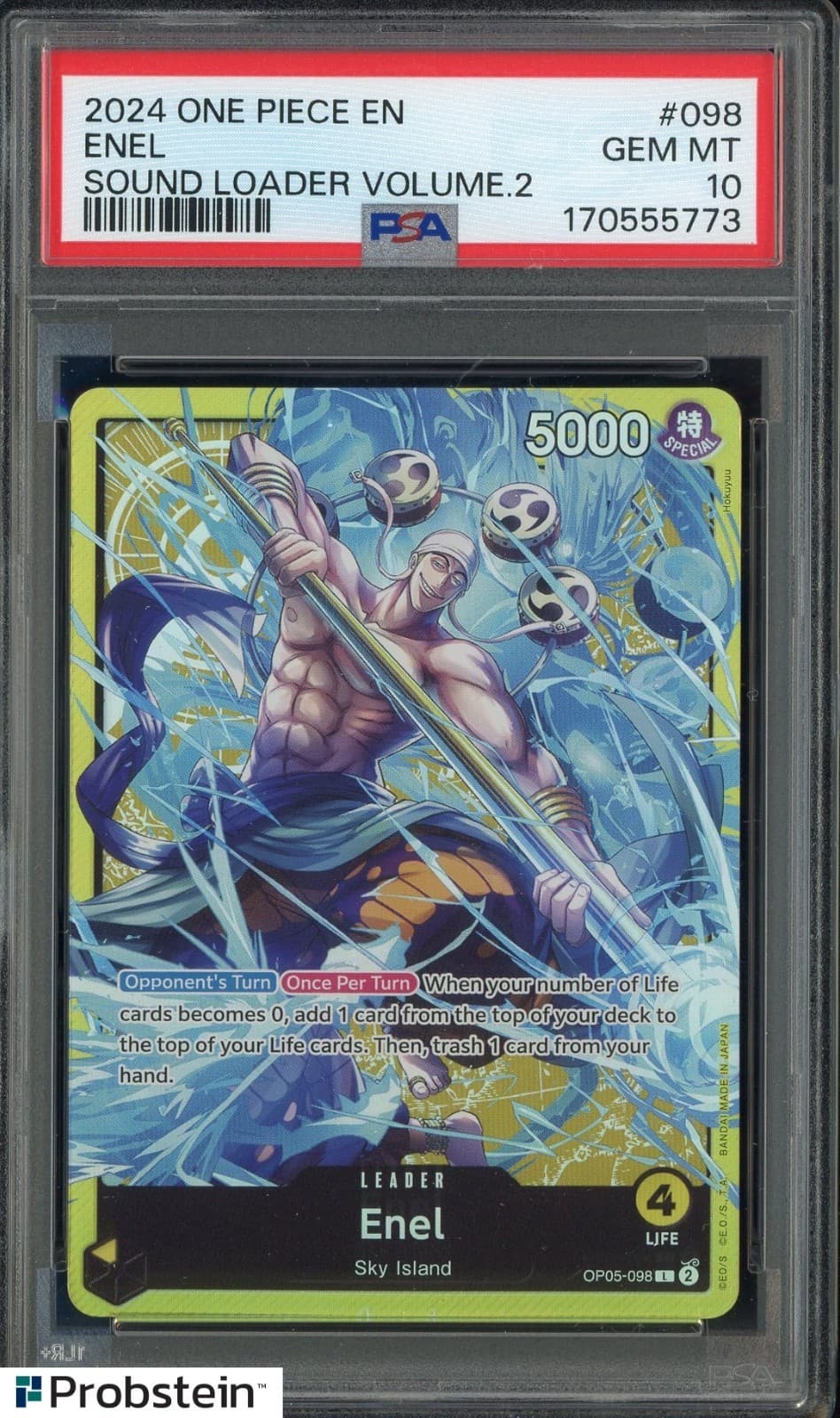 Listing photo for 2024 One Piece EN Sound Loader Volume.2 #098 Enel PSA 10 GEM MINT