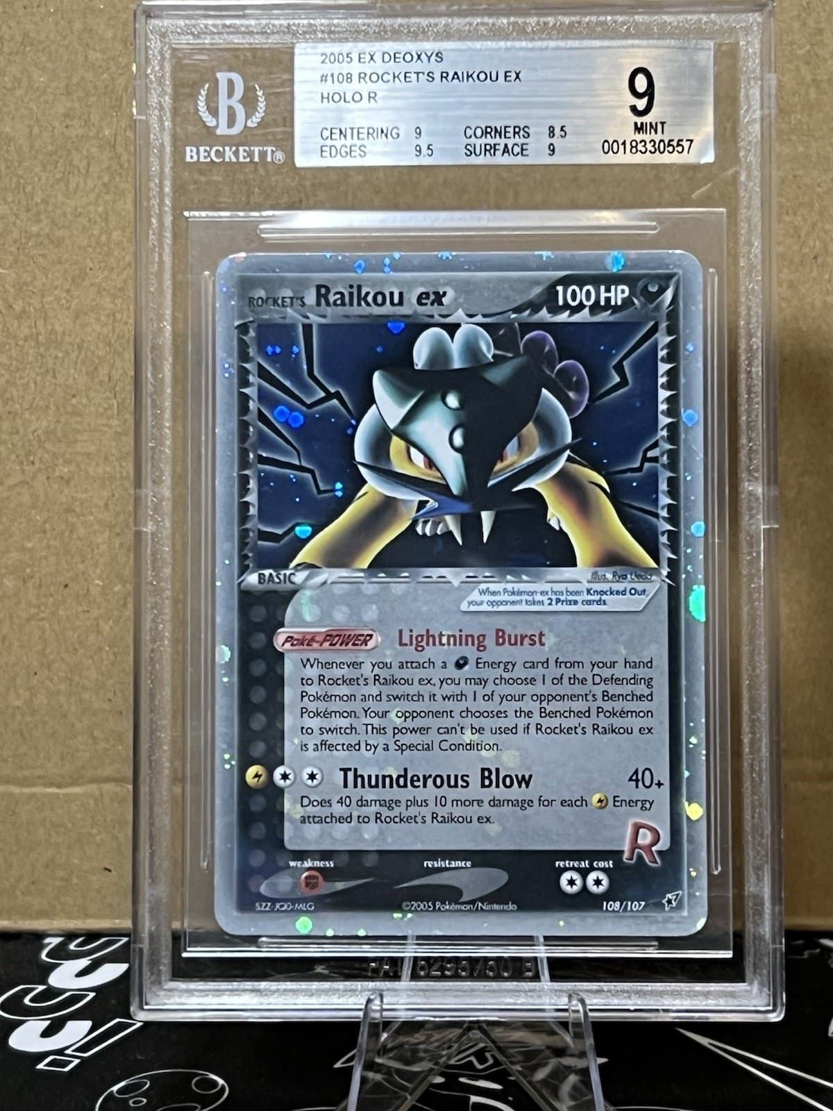 Listing photo for POKEMON ROCKET'S RAIKOU EX 108/107 HOLO EX DEOXYS 2005 VINTAGE PSA/CGC/BGS 9