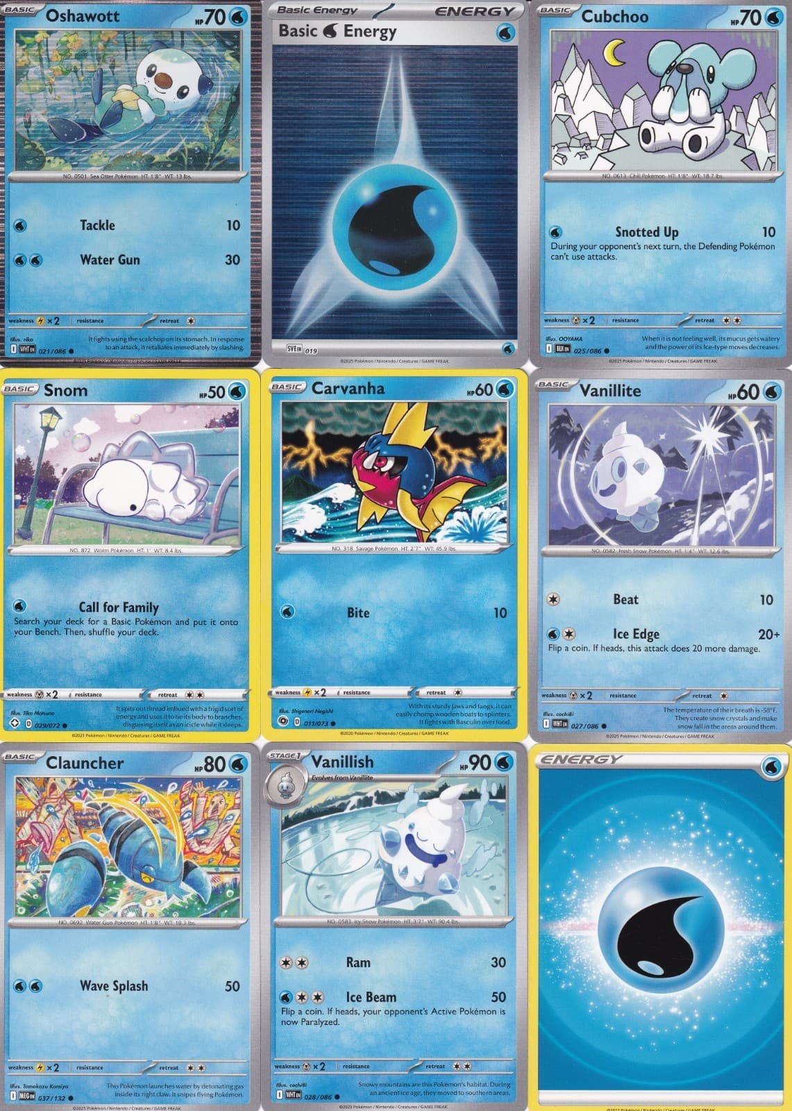 Listing photo for 9 CARD POKEMON WATER TYPE LOT.